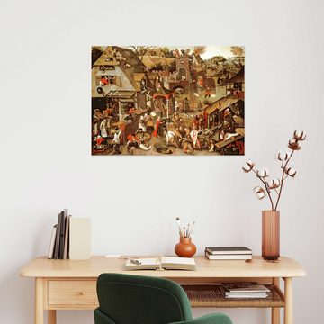 Posterlounge Wandfolie Pieter Brueghel d.J., Die niederländischen Sprichwörter, Malerei