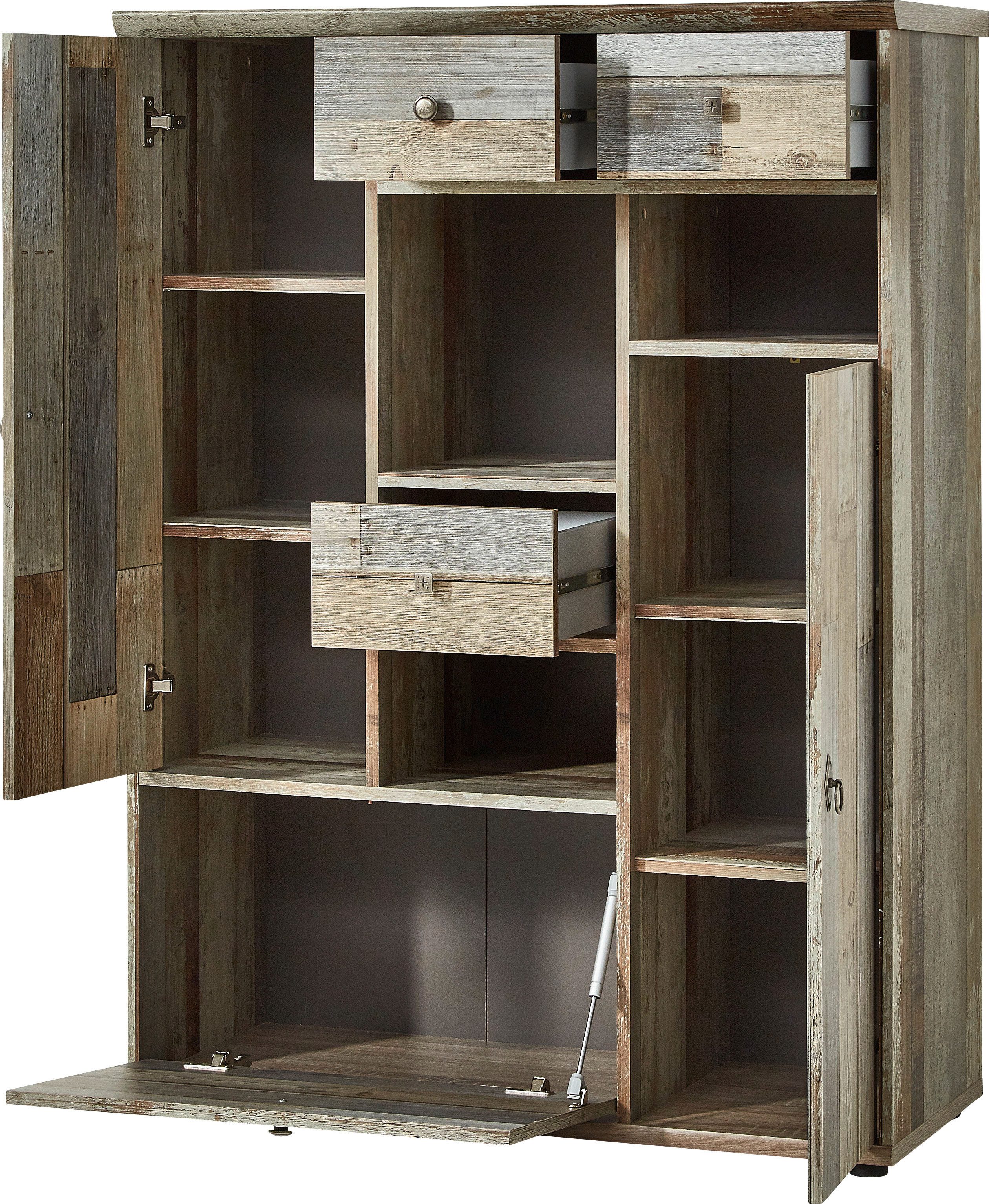 Innostyle Highboard "BONANZA", (1 St.), 2 Holztüren, 3 Schubladen, 11 Fäche günstig online kaufen