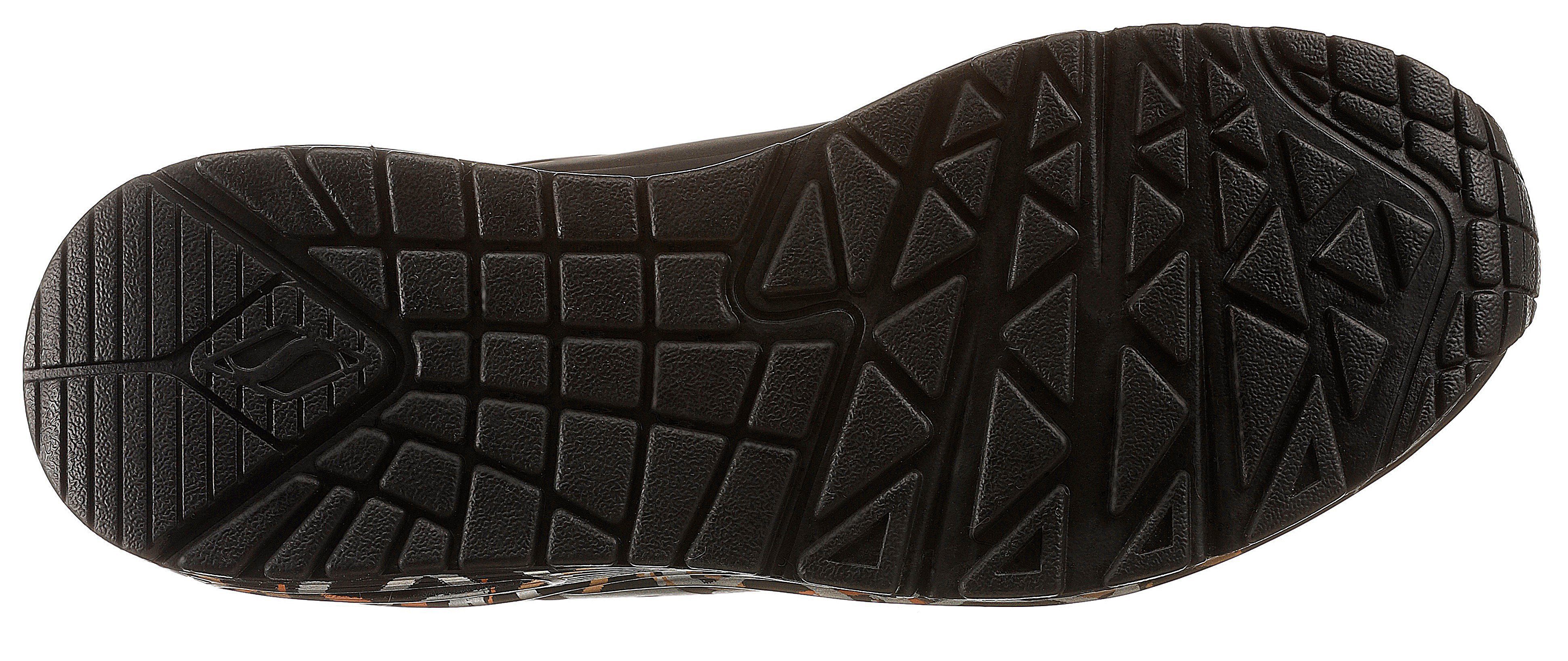 LOVE Skechers schwarz trendigen Sneaker UNO mit Metallic-Print METALLIC -