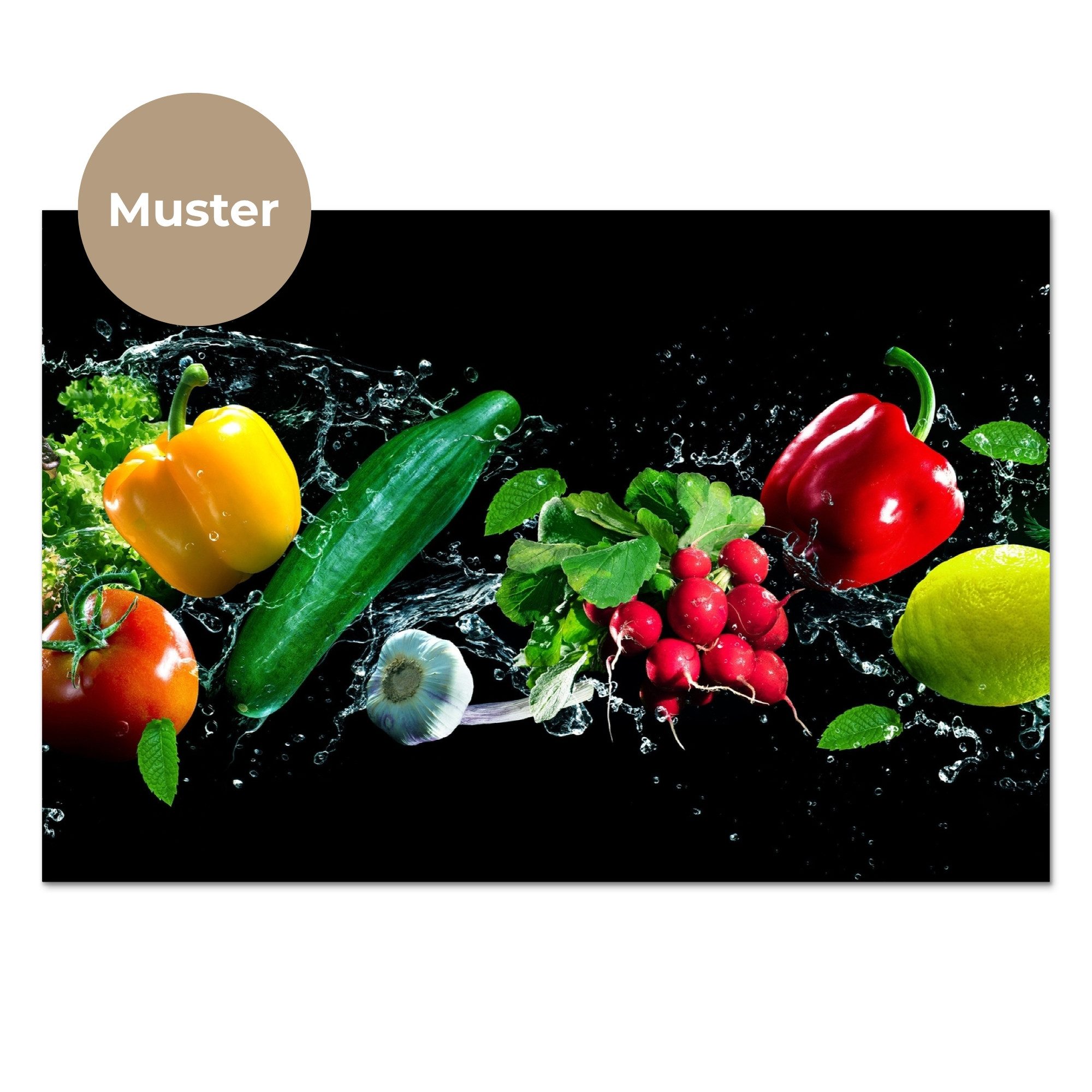 KitchenYeah Küchenrückwand Muster selbstklebend (keine Folie) Gemüse - Splash - Schwarz, (1-tlg), Spritzschutz, Küche, Rückwand, Küchenwand, Küchenfront, 30x20  – Bild 3 von 4