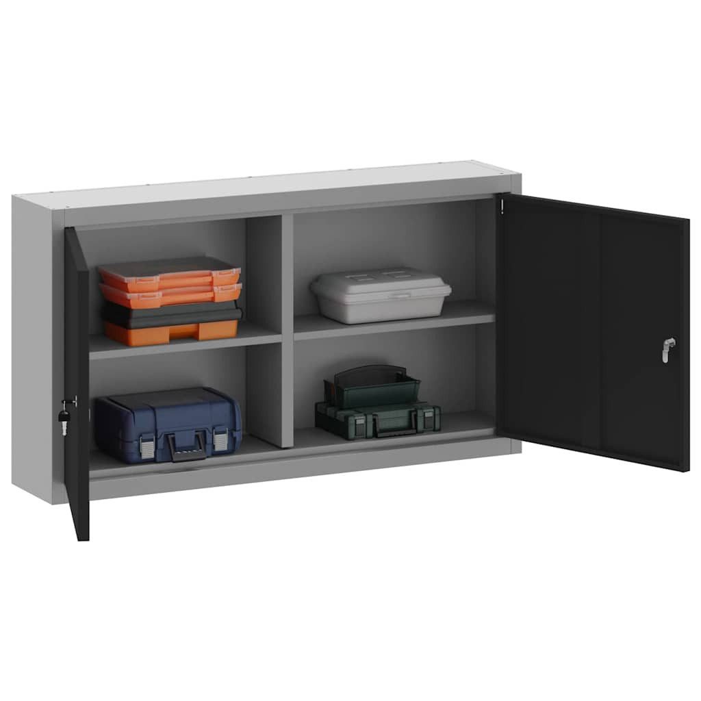 vidaXL Werkzeugbox Werkzeugschrank mit Regal Schwarz und Grau 100 x 20 x 55 cm (1 St)