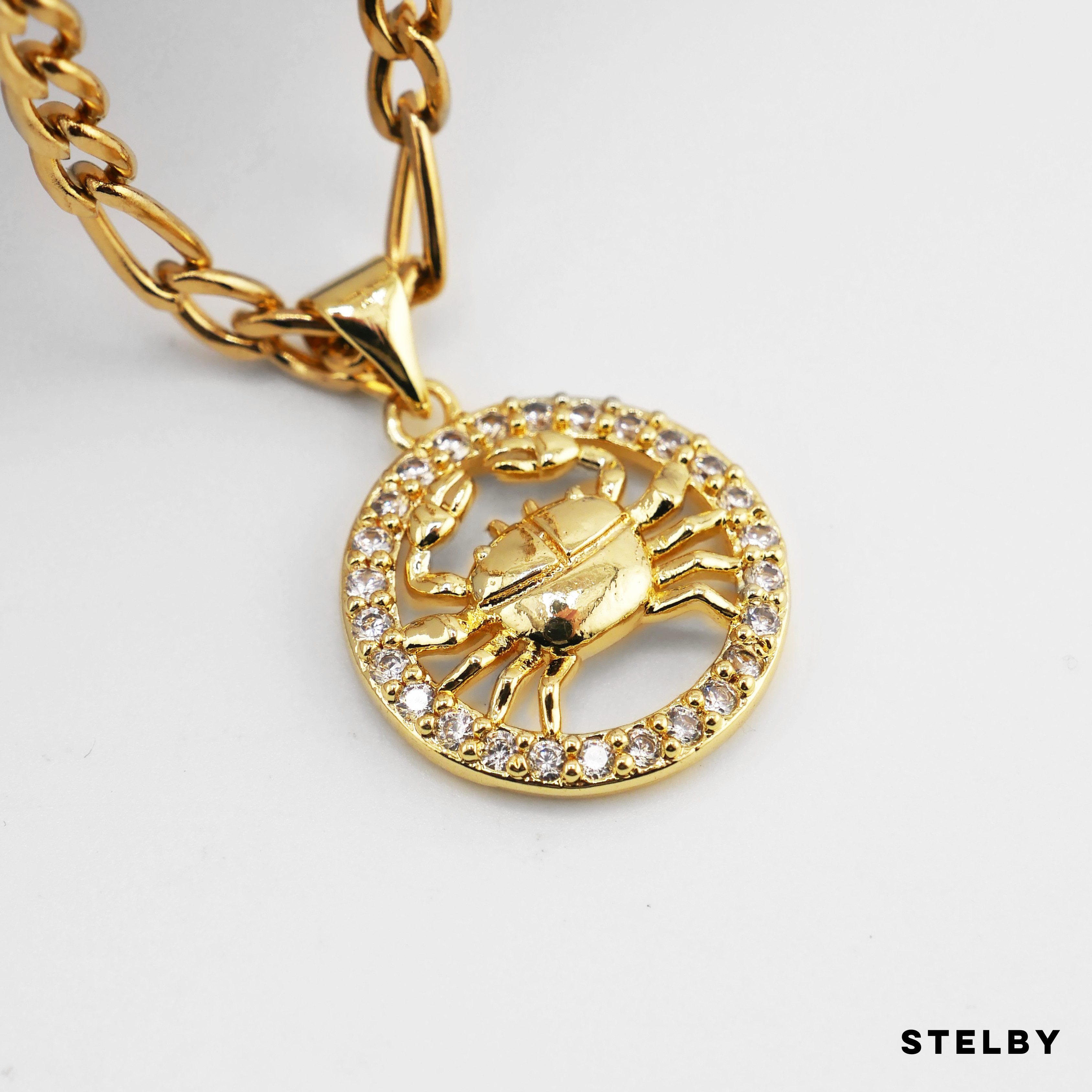 Stelby Kette mit Anhänger Sternzeichen Krebs Halskette vergoldet - Schmuck für Damen (Weihnachtsgeschenk), Valentinstaggeschenk, Muttertaggeschenk, Geburtstagsgeschenk