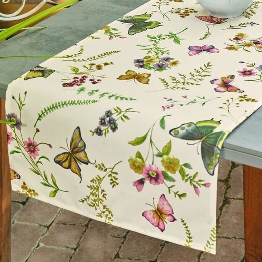 Home-trends24.de Tischläufer »Outdoor Tischläufer Schmetterling Garten Abwaschbar«