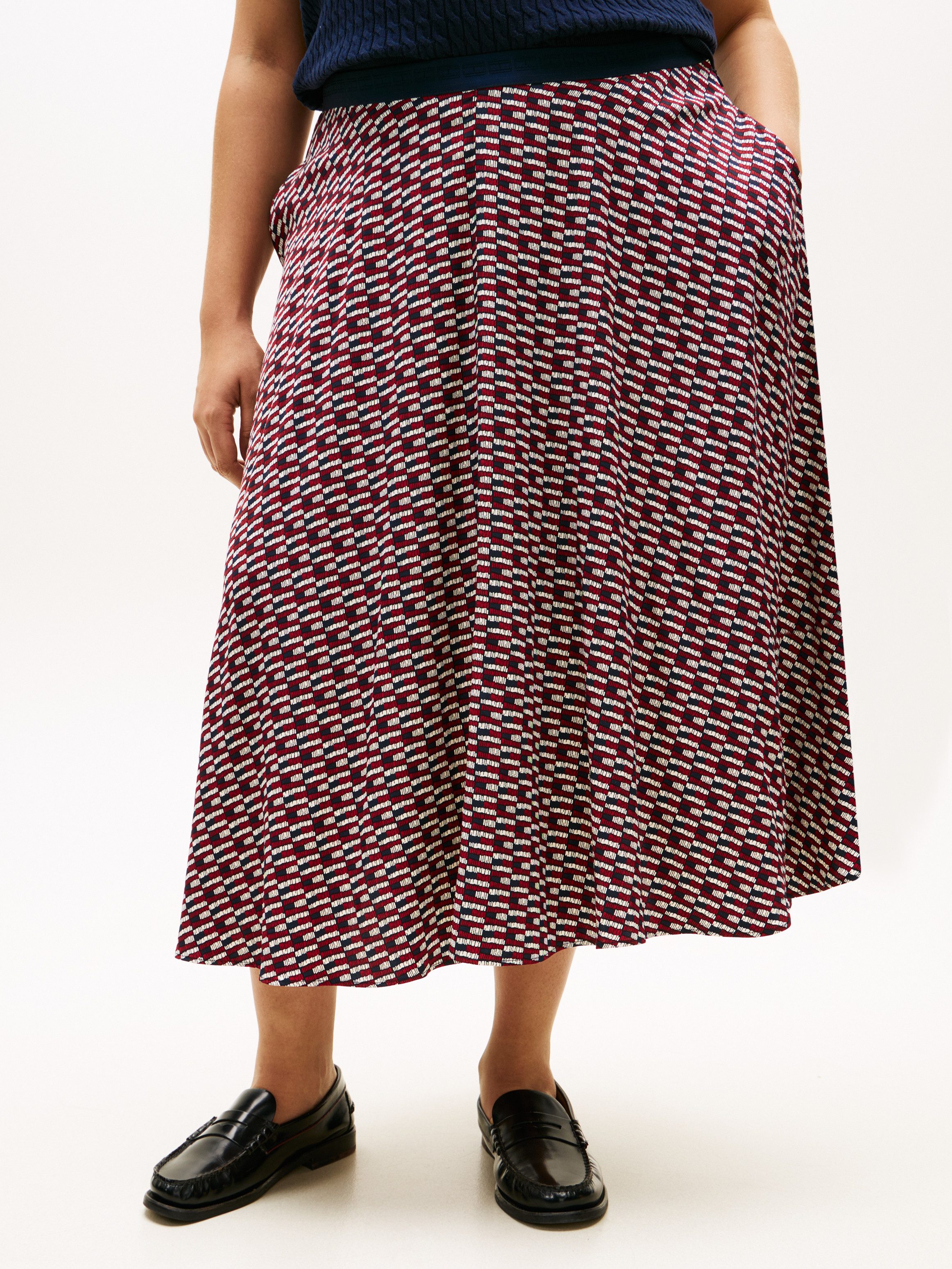 Tommy Hilfiger Curve A-Linien-Rock CRV VIS TWILL A-LINE MIDI SKIRT in großen Größen