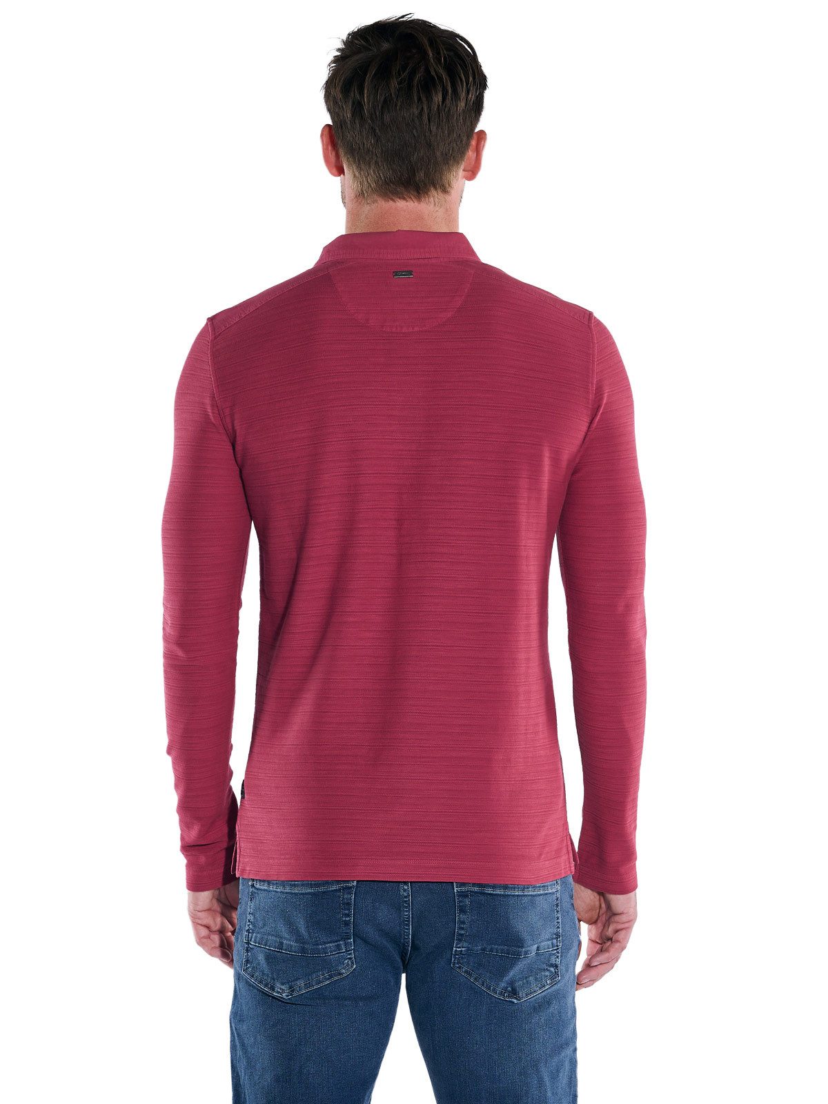 Engbers Langarm-Poloshirt Herren Polo-Shirt meliert, Rot