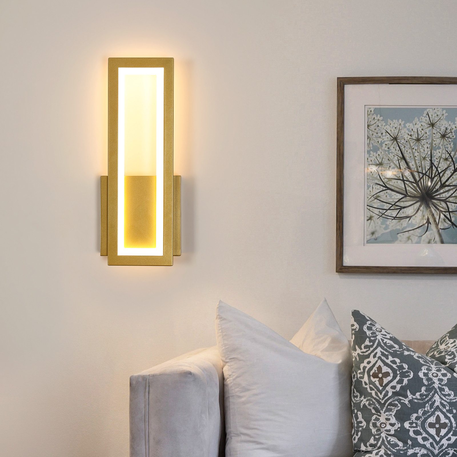Riserva LED Wandleuchte LED Wandleuchte innen Gold 12W, 3000K warmweiß, 32 cm, rechteckig – Bild 2 von 5