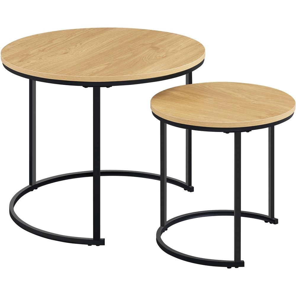 Yaheetech Couchtisch, 2er Set Beistelltisch Sofatisch mit Runder Tischplatt günstig online kaufen