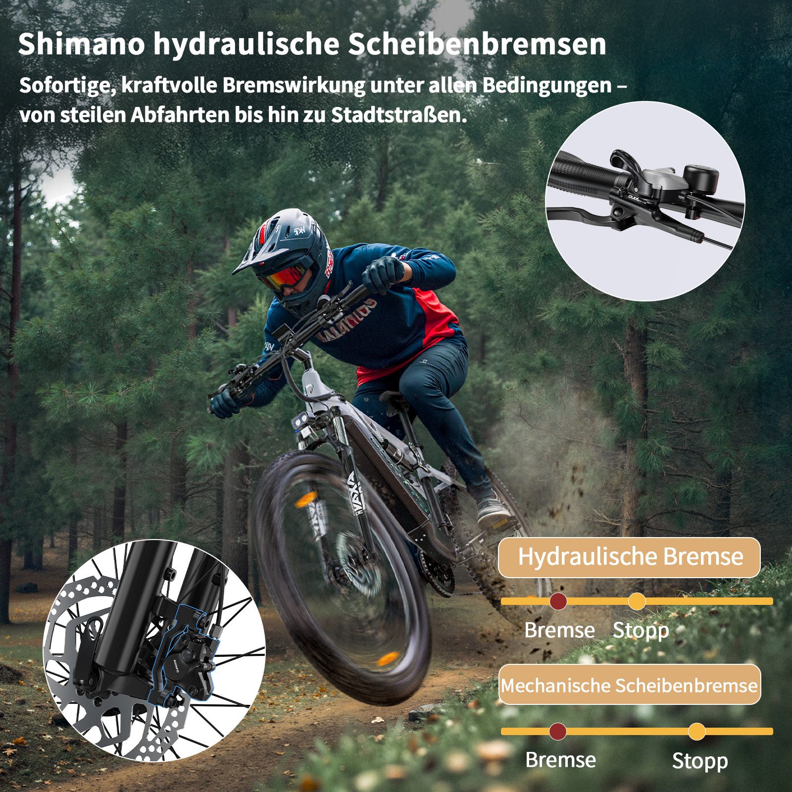 DUOTTS E-Bike Mountain Bike E29 Men's Electric Bicycle 648Wh 27.5 inch Women's 48V 13.5AH 50Nm, 14-speed Shimano Shimano derailleur, derailleur gears, rear motor, 648 Wh, IPX4, max. incline 20–30°, max. load 150 kg