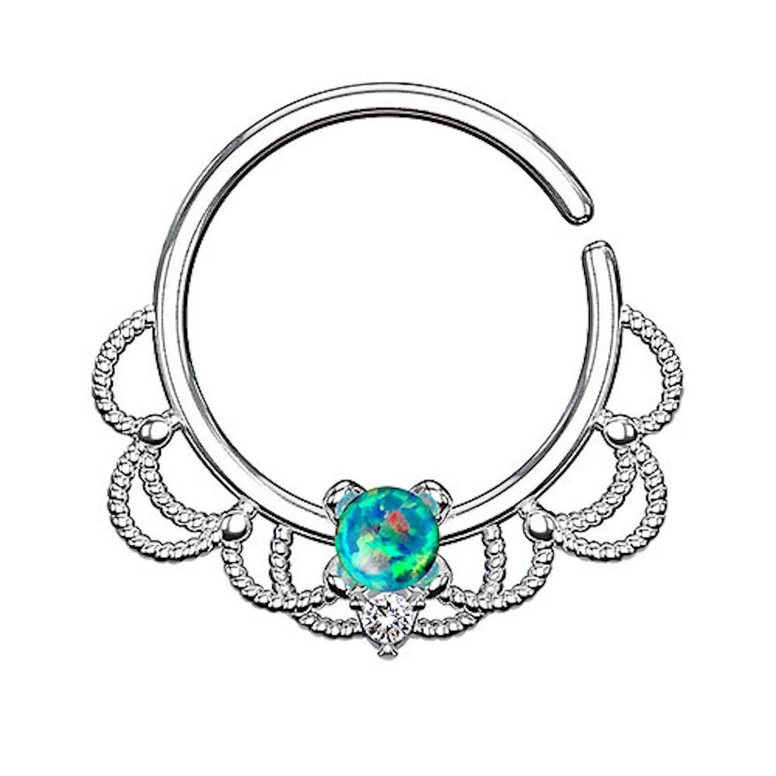 Taffstyle Nasenpiercing Piercing Ring Continuous Tribal mit Opal, Ring Ohr günstig online kaufen