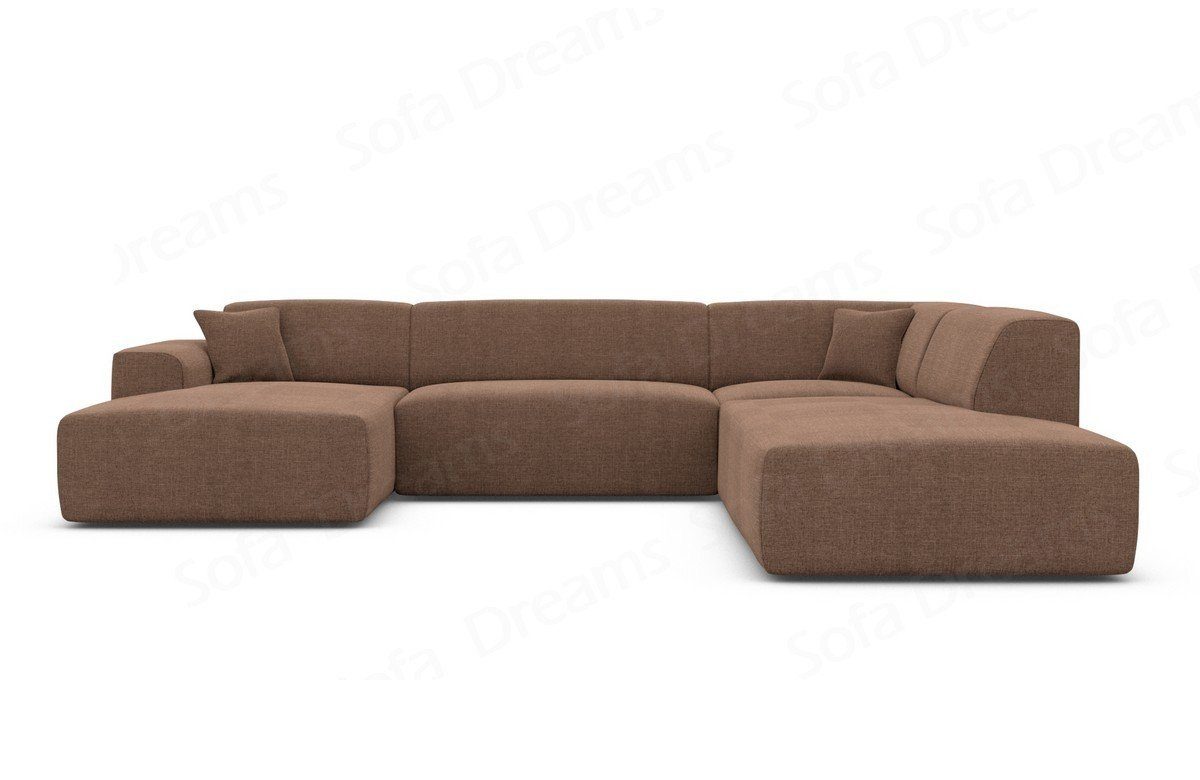 Sofa Dreams Wohnlandschaft Designer Strukturstoff Loungesofa Stoffsofa U Modern, Lounge dunkelbraun18 Sofa Mallorca U-Form