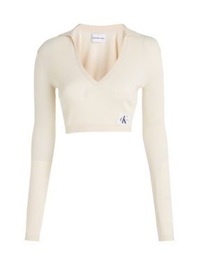 Calvin Klein Jeans V-Ausschnitt-Pullover LABEL TIGHT CROP V-NECK SWEATER