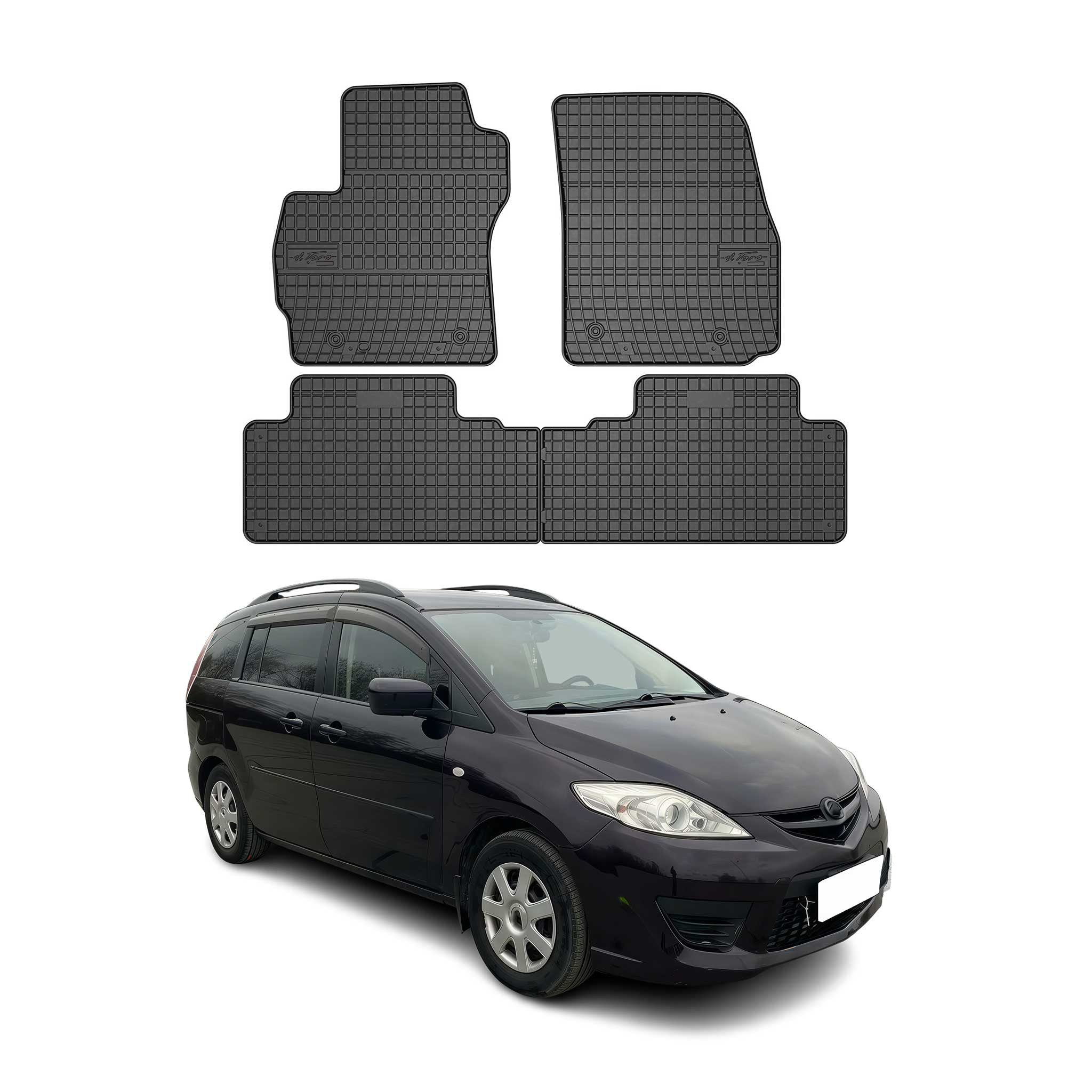 Auto-Fußmatten für Mazda 5 2005-2010 Gummimatten Schwarz 4 tlg