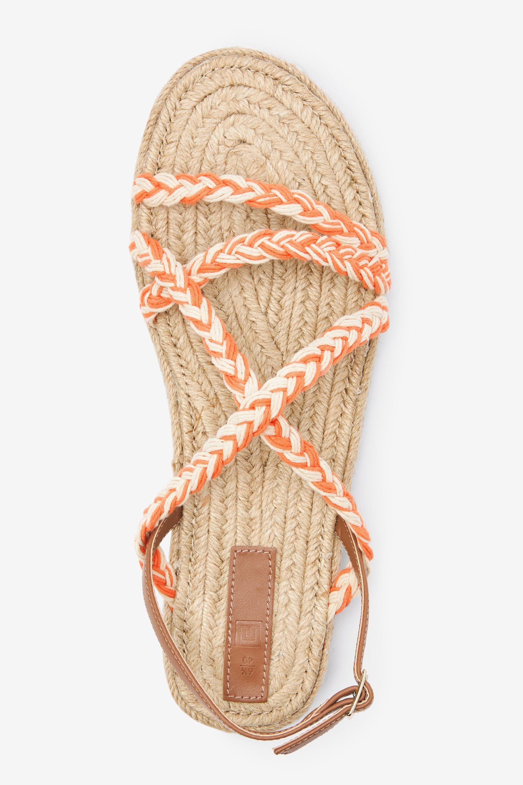 Orange Espadrille-Sandalen Flache (1-tlg) Sandale Next Zweifarben-Detail mit