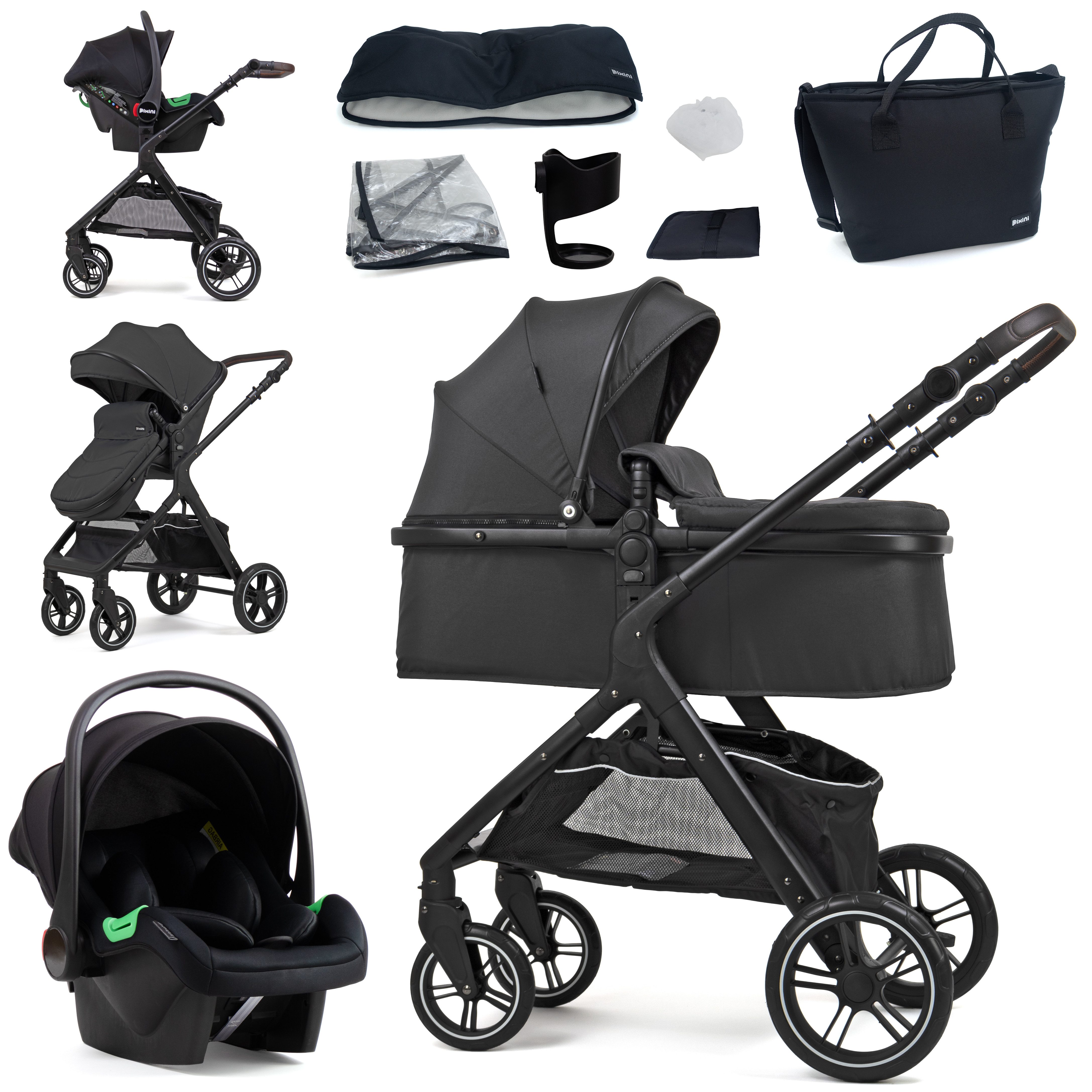 Pixini Kombi-Kinderwagen Pixini Nelio Kinderwagen 3in1 Set