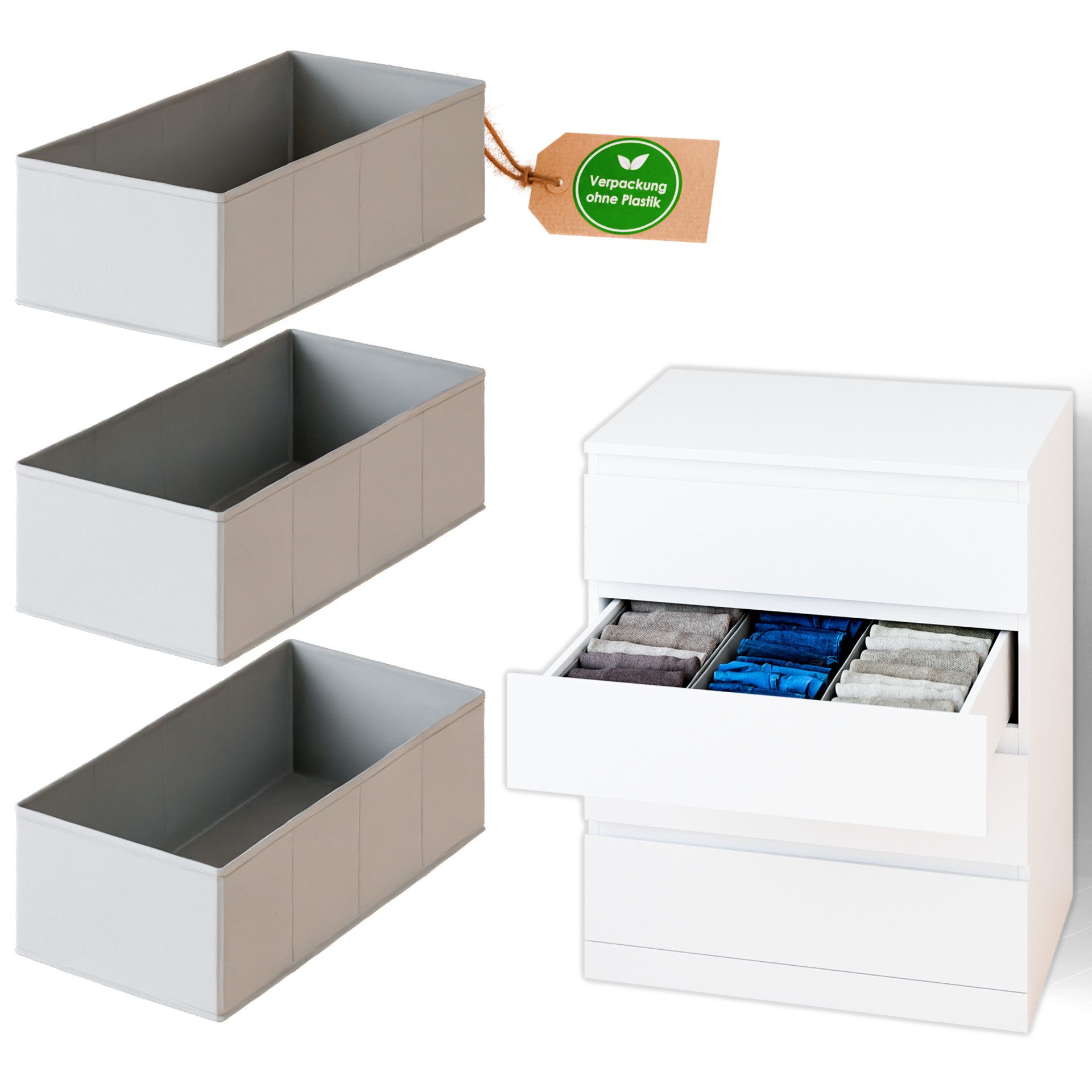 Clutter Cover Organizer für Malm Kommode (3er-Set), Boxen für Schublade günstig online kaufen