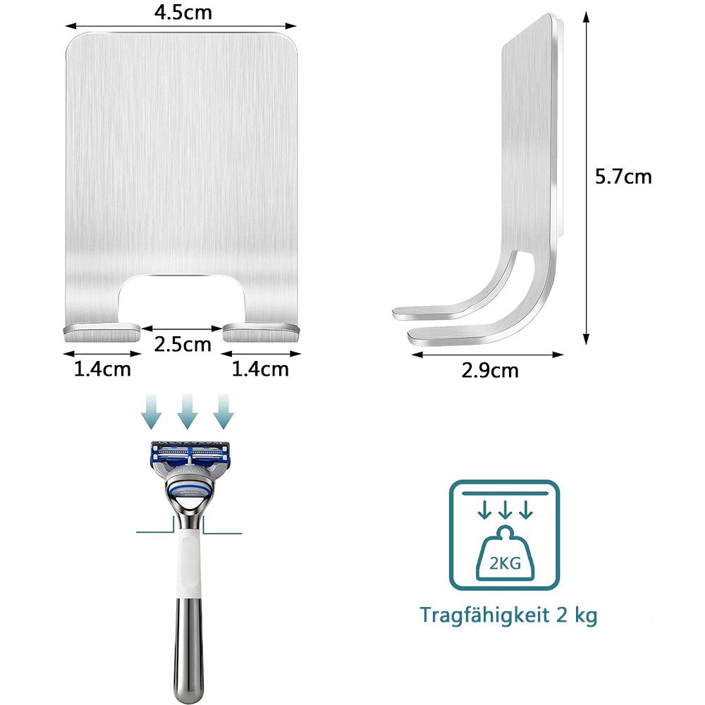 NUODWELL Wandhaken 4 Stück Rasierer Halterung Dusche Selbstklebend Haken, R günstig online kaufen