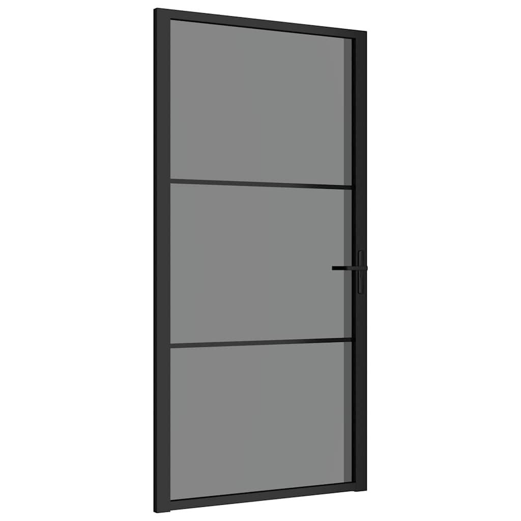 vidaXL Haustür Innentür 102,5x201,5 cm Schwarz ESG-Glas und Aluminium (1-St)