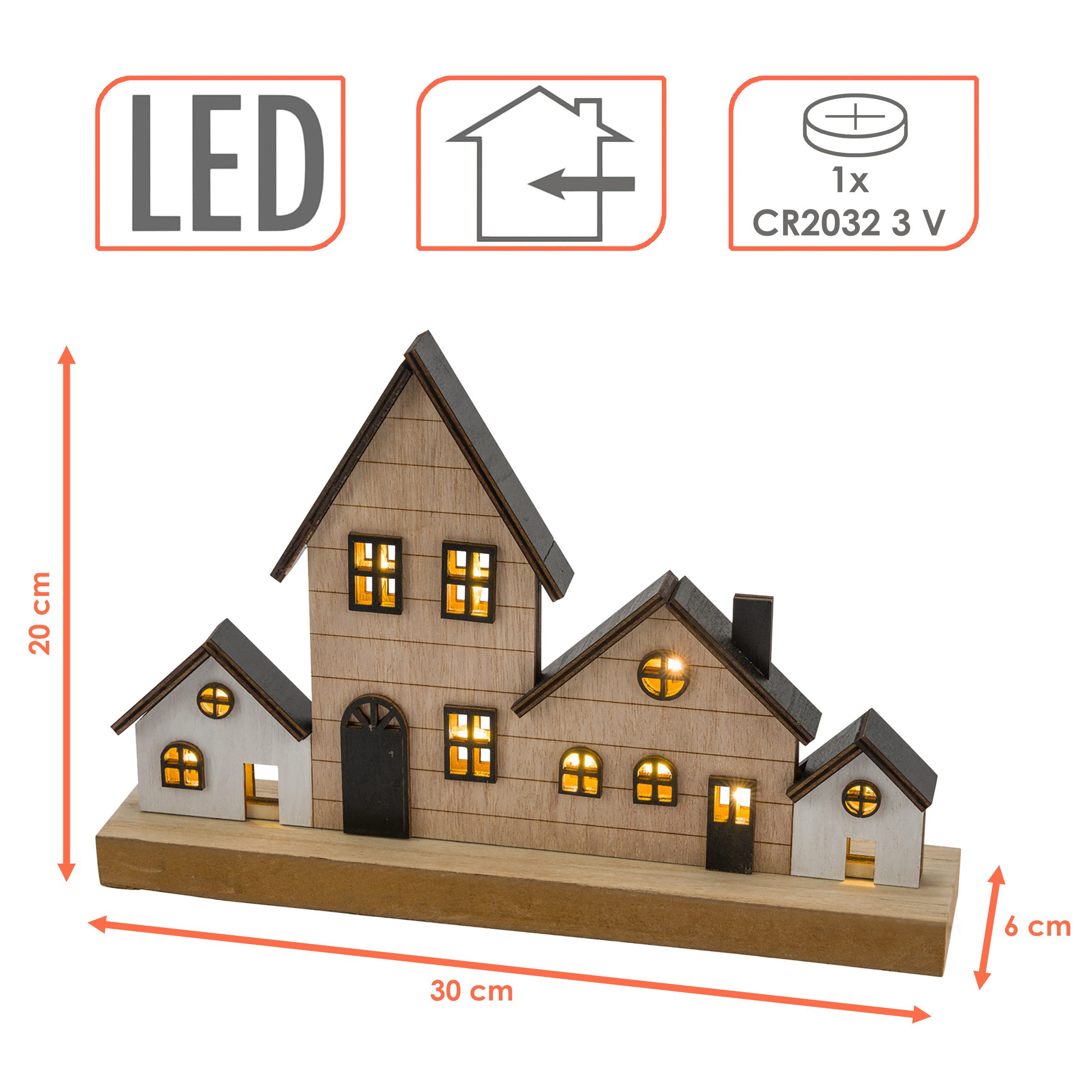 Spetebo LED-Dekofigur LED Weihnachts Stadt Aufsteller aus Holz - 30 x 20 cm günstig online kaufen