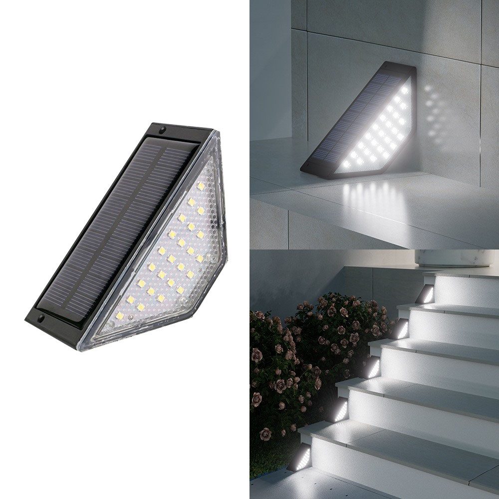VIVIHEYDAY LED Solarleuchte Solarlampen, 2er-Set Solar Treppenbeleuchtung, Weiß / Warmweiß, Solar Treppenlicht für Gehweg, Treppe, Weg