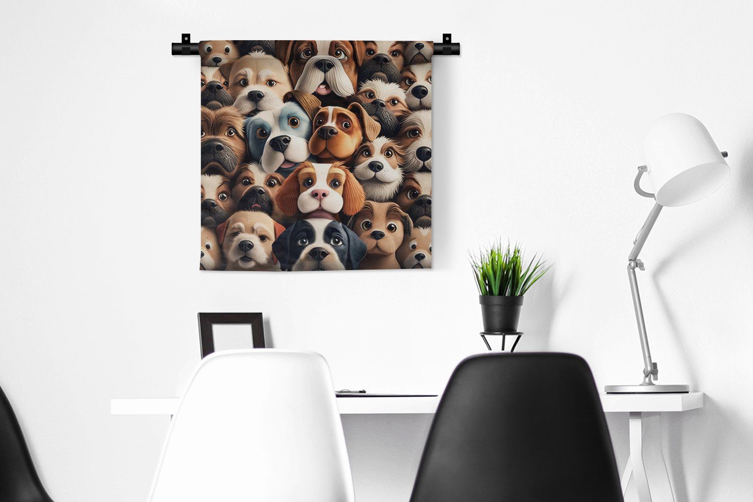 Wohnzimmer, für Muster Schlafzimmer, Junge, Kleid, Kinderzimmer Wanddekoobjekt Braun - - MuchoWow Wanddeko - - Wandbehang, Tiere Mädchen Hund -