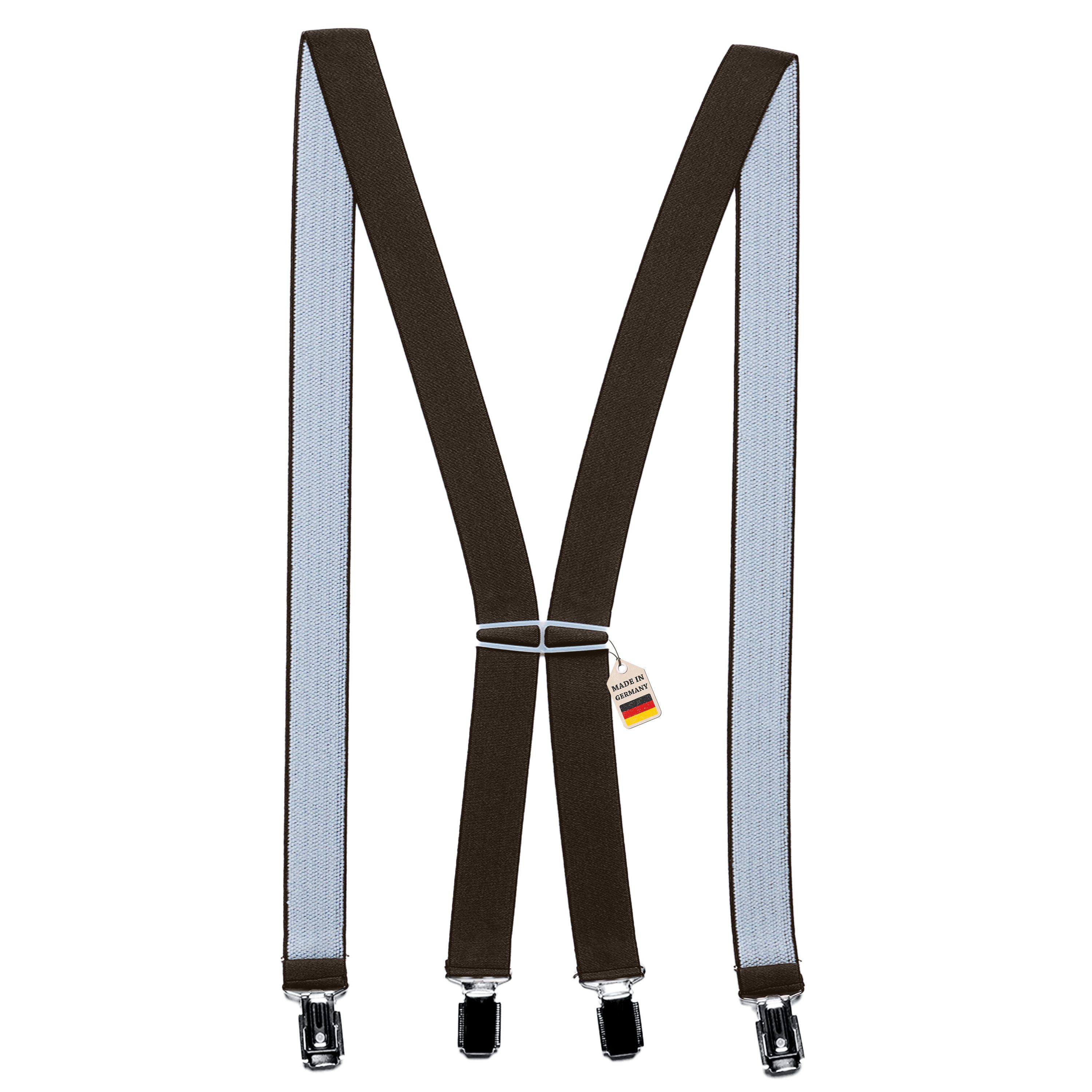 ZUKUNFTSENKEL Hosenträger Schmaler Hosenträger - Sicherer Halt Damen & Herren 2,5cm X-Form (Für Damen und Herren) 4 Starke Clips, Deutsche Herstellung, Elastisch