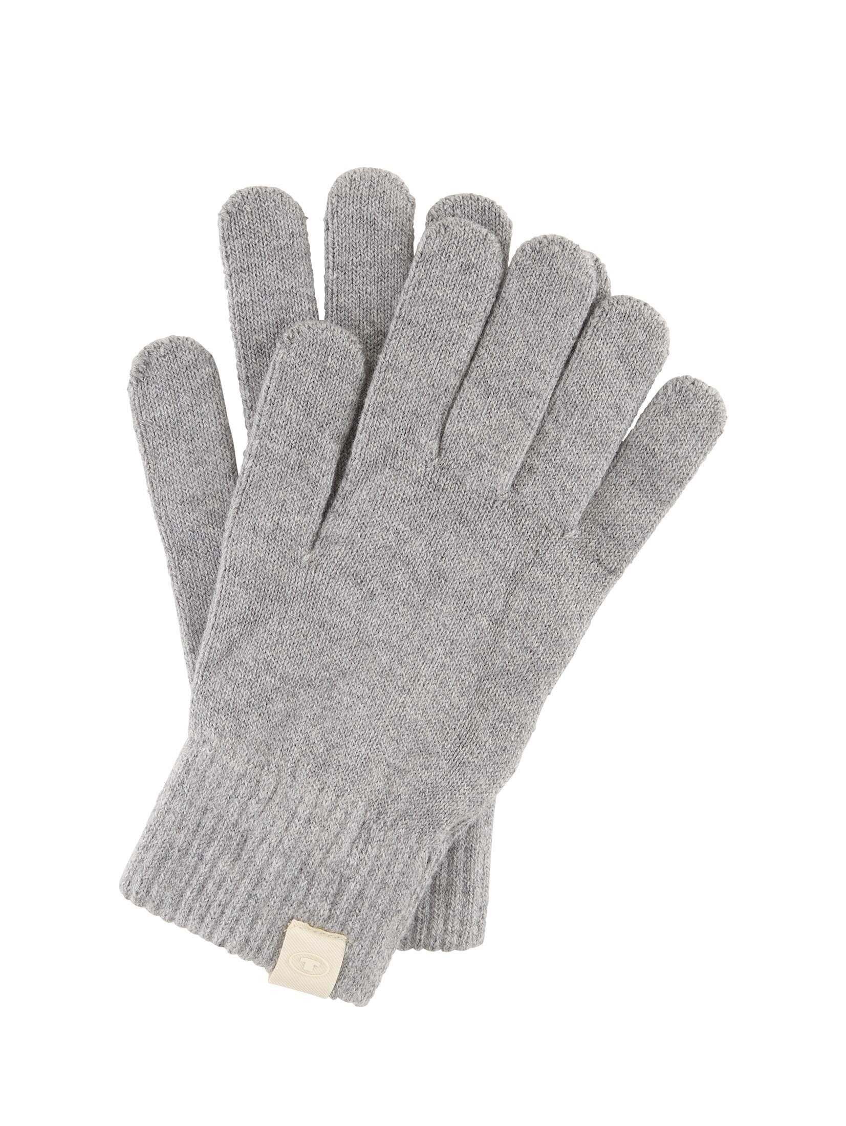 TOM TAILOR Lederhandschuhe Handschuhe aus Strick Grey Heather Melange
