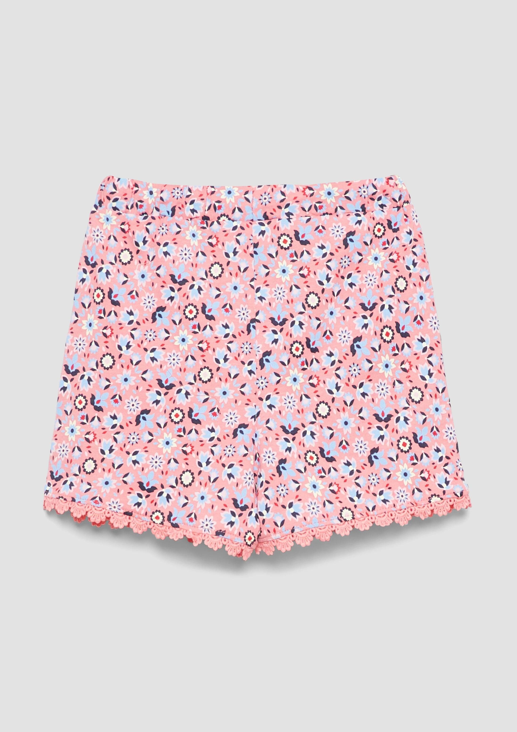 s.Oliver Shorts Leggings Jersey-Shorts mit All-over-Print und Spitzen-Detail