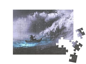 puzzleYOU Puzzle Mann rudert in einem Boot bei stürmischer See, 48 Puzzleteile, puzzleYOU-Kollektionen Fantasy