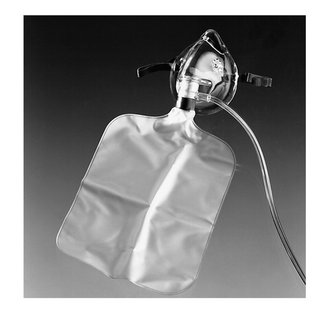 DocMed Mund-Nasen-Maske Sauerstoff-Maske für Erwachsene, hohe Konzentration, Standardkonnektor, 1-St., Nicht-Rückatembeutel, Integrierter Reservoirbeutel