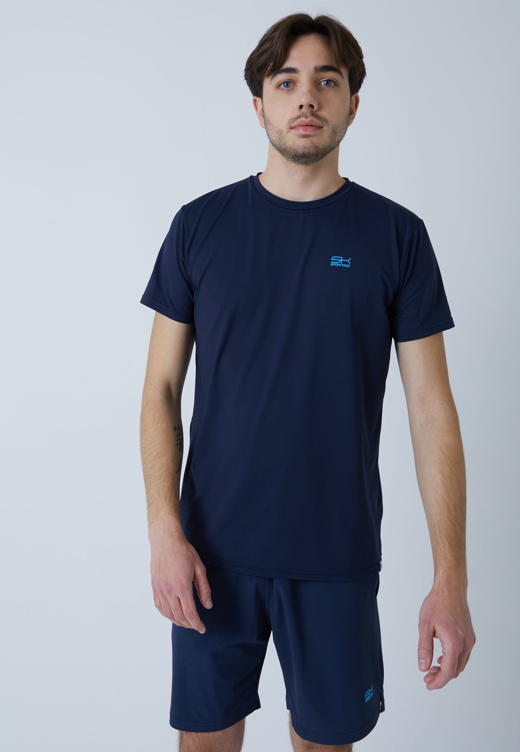 T-Shirt Rundhals SPORTKIND Jungen navy Funktionsshirt Herren blau & Tennis