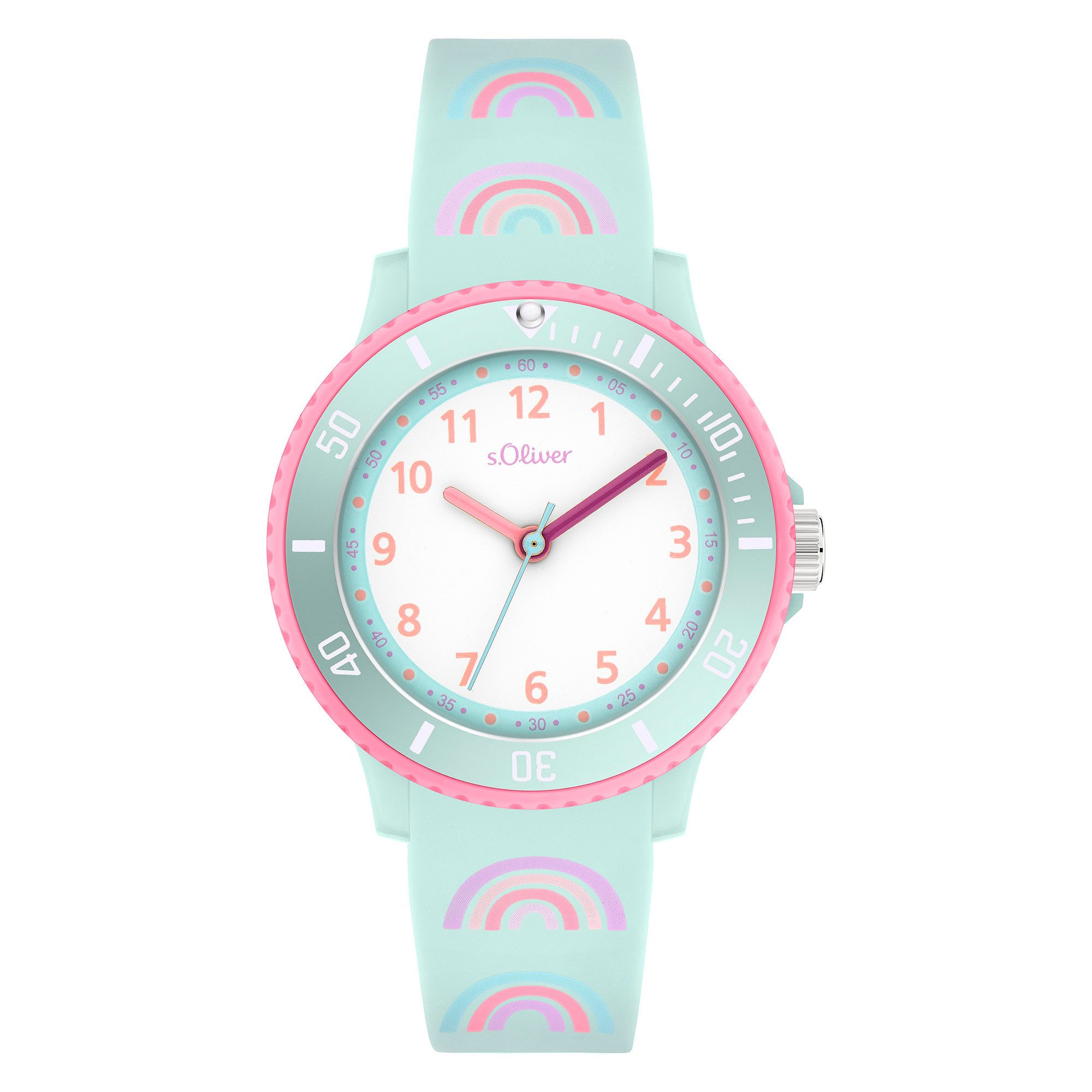 s.Oliver Quarzuhr The Magic Time SO-4501-PQ, Armbanduhr, Silikonarmband, Kinderuhr, Mädchen, analog