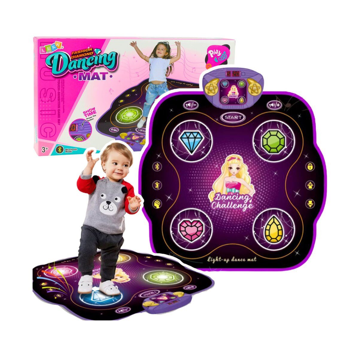 Wisam Lernspielzeug Interaktive Musik-Tanzmatte für Kinder mit Bluetooth und 9