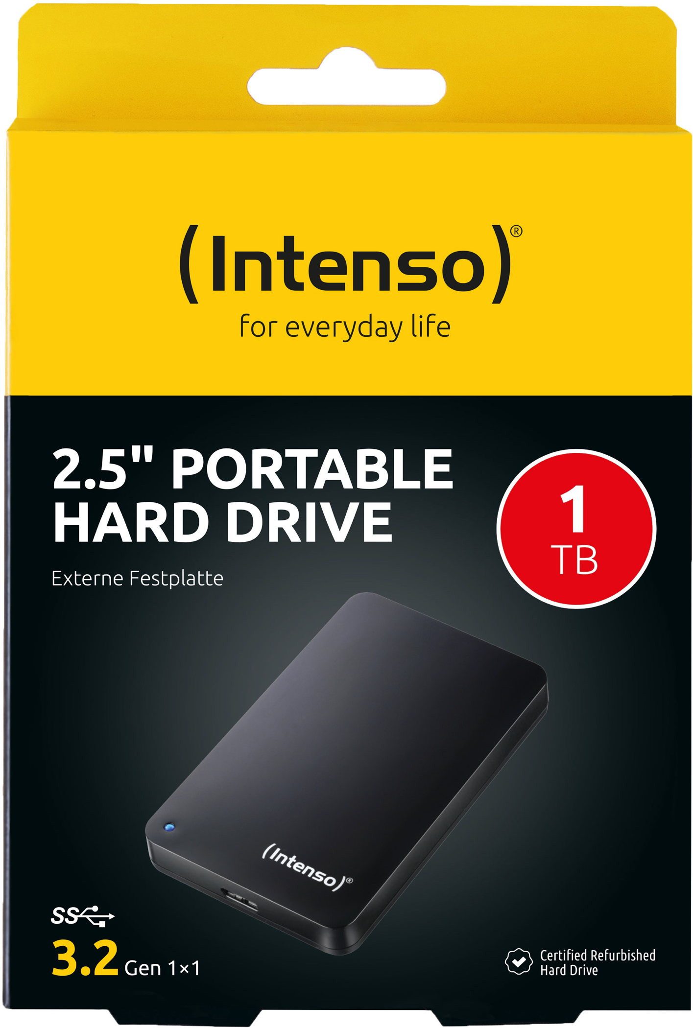 Intenso HDD extern Memory Case 2,5 Zoll 1TB USB 3.2 schwarz externe HDD-Festplatte