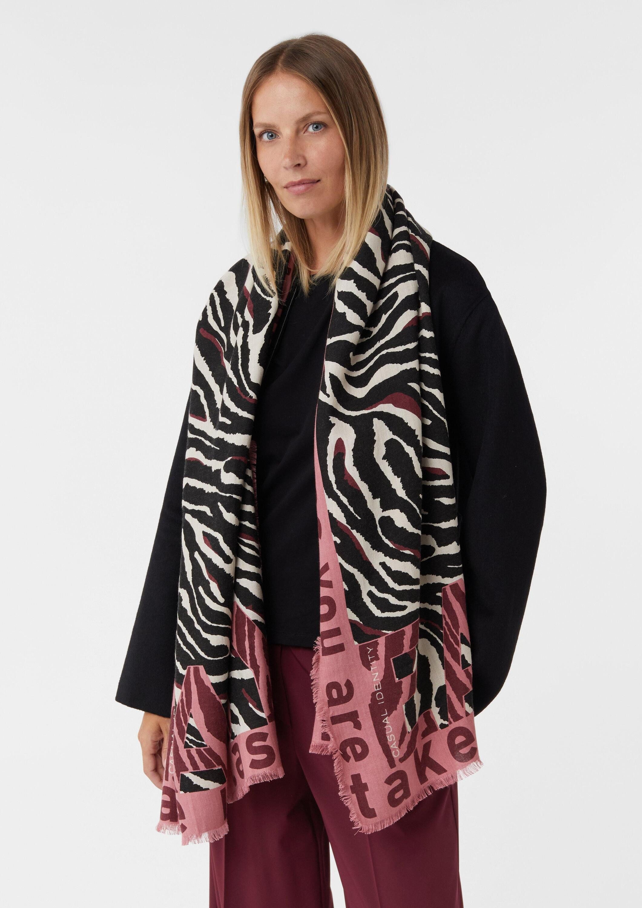 comma Schal Tuch, Gemusterter Schal mit Fransen günstig online kaufen