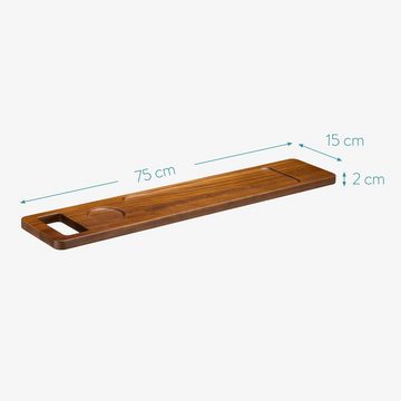 Navaris Badewannenablage Badewannenablage Holz - Buchablage - Weinglashalterung