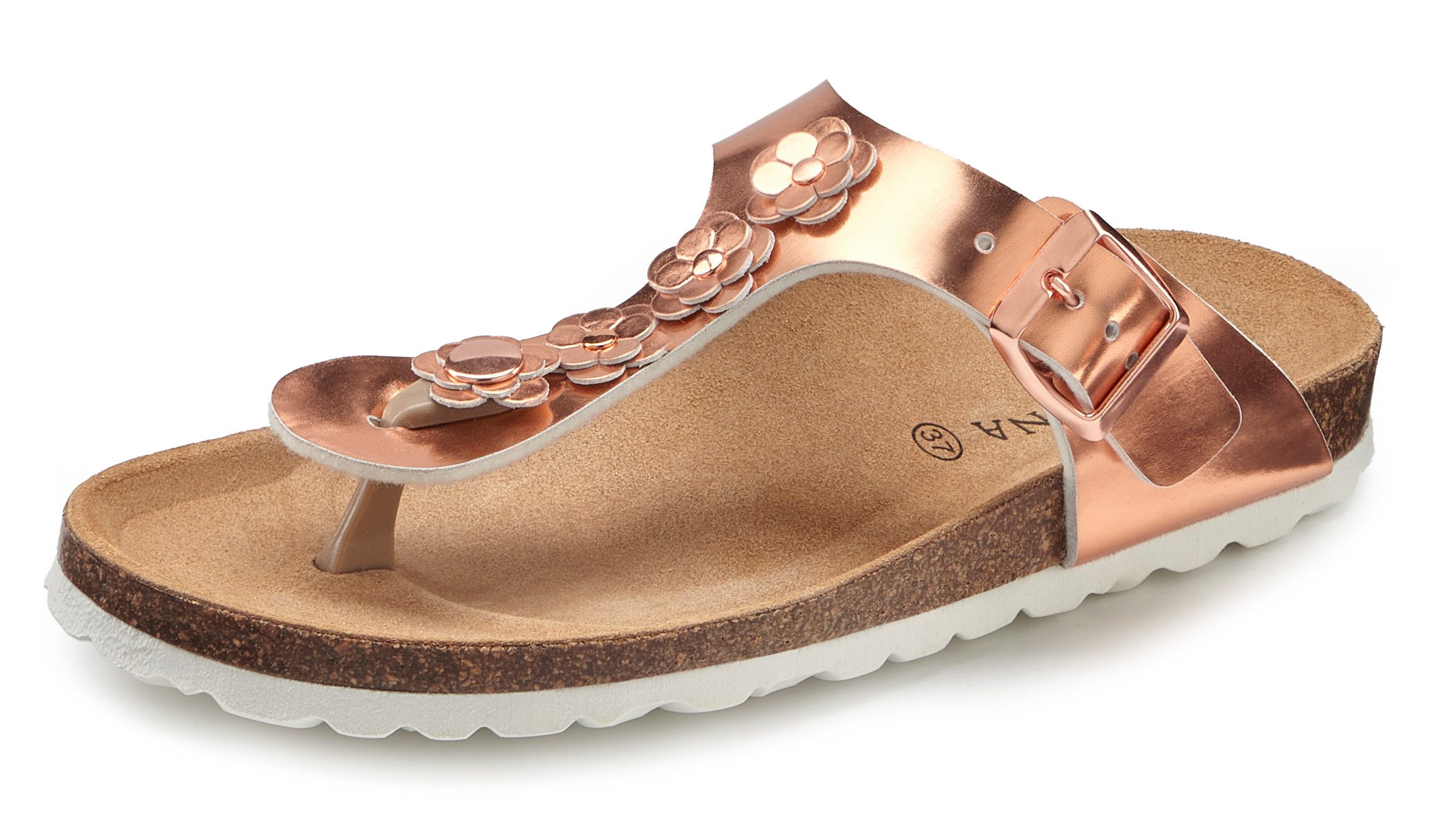 LASCANA Sandale, Pantolette, offener Schuh, Sommerschuh, Zehentrenner mit komfortablem Korkfußbett