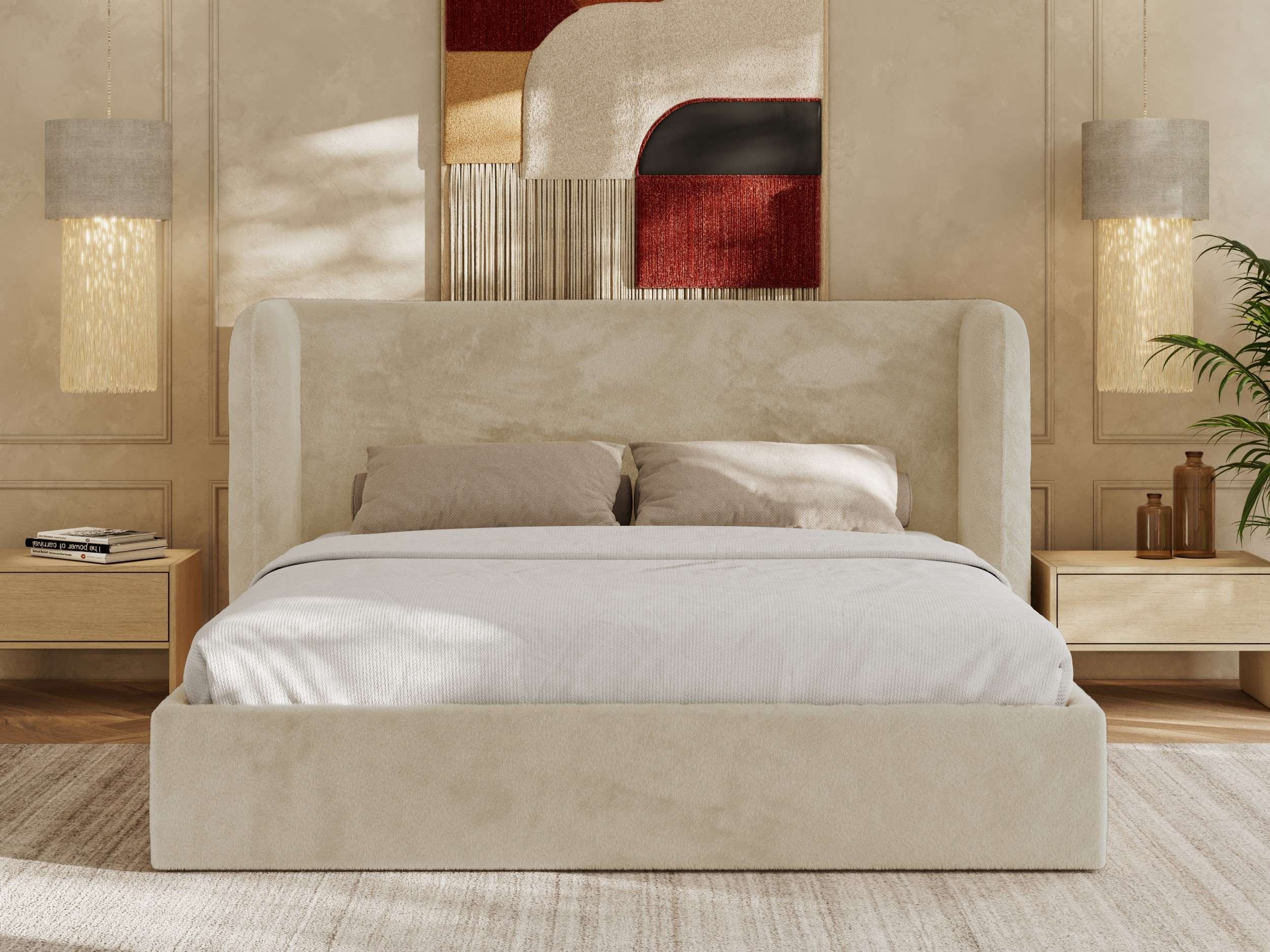 MKS MÖBEL Polsterbett EMORA CLASSIC (Bett, Doppelbett mit Lattenrost, ohne/mit Matratze), Kopfteil 111 cm, 140-200 cm