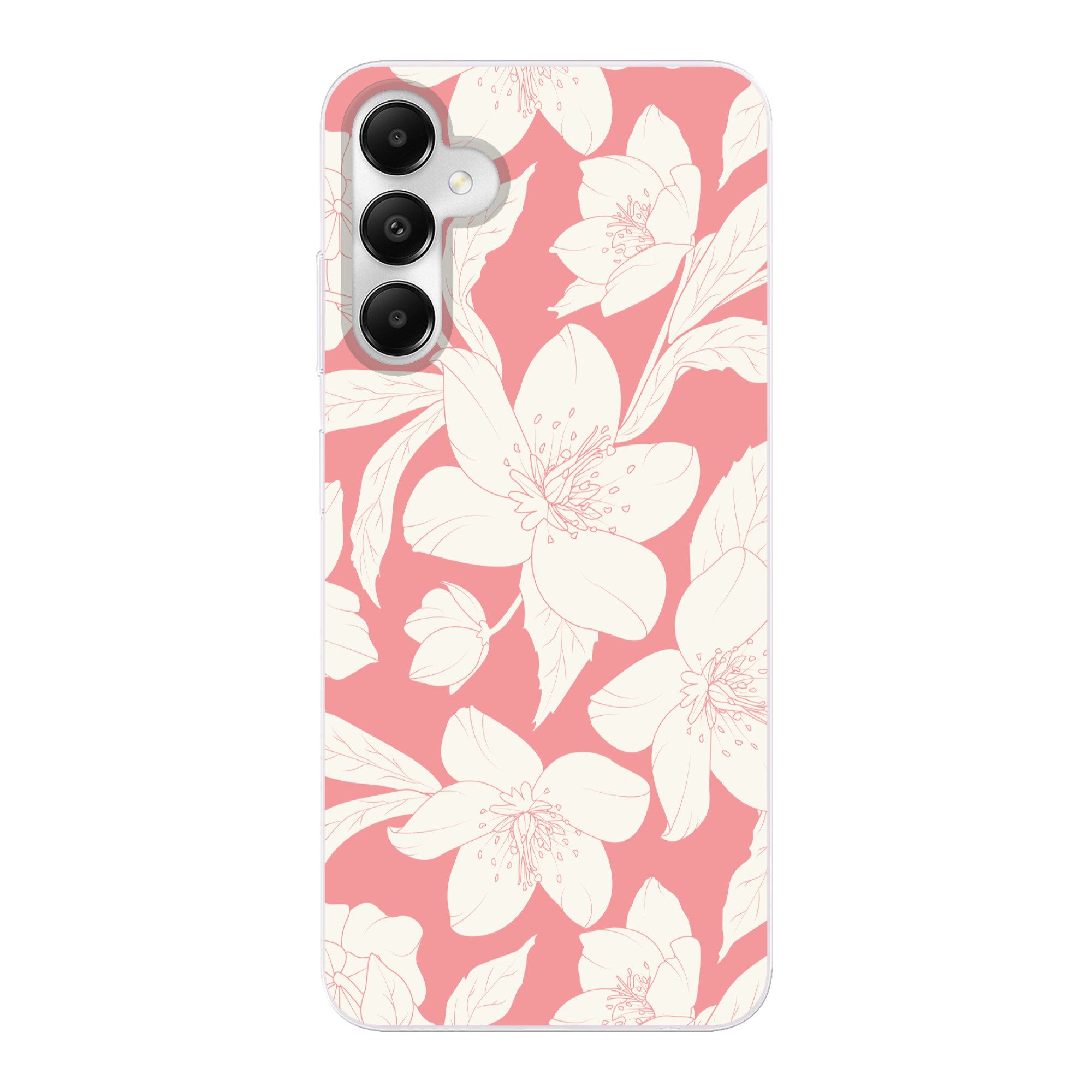 MuchoWow Handyhülle für Samsung Galaxy A05s Blumen - Muster - Rosa - Weiß, Smartphone-Bumper, Print, Handy Schutzhülle Dünn