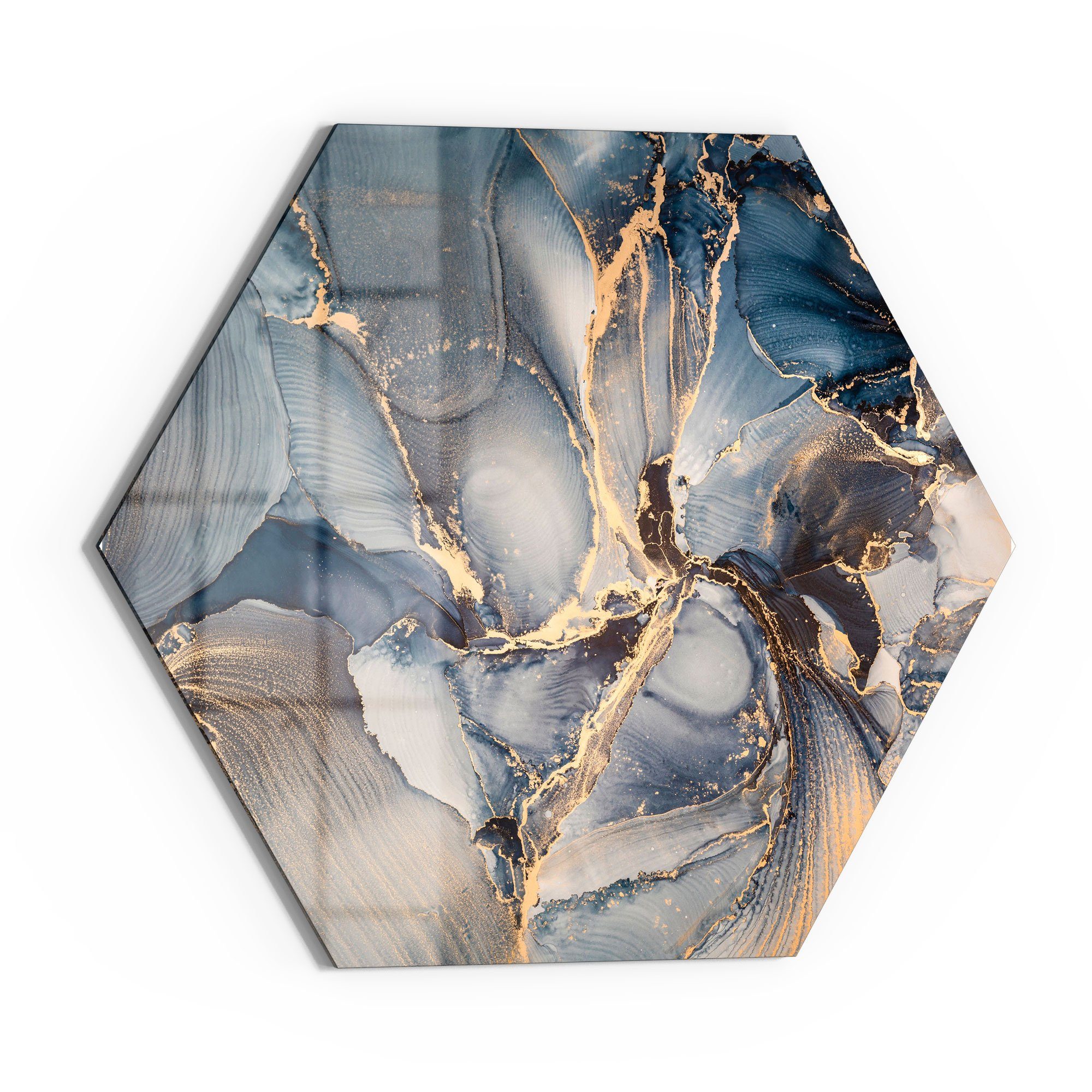 DEQORI Glasbild 'Marmor-Farbspiel mit Gold', 'Marmor-Farbspiel günstig online kaufen