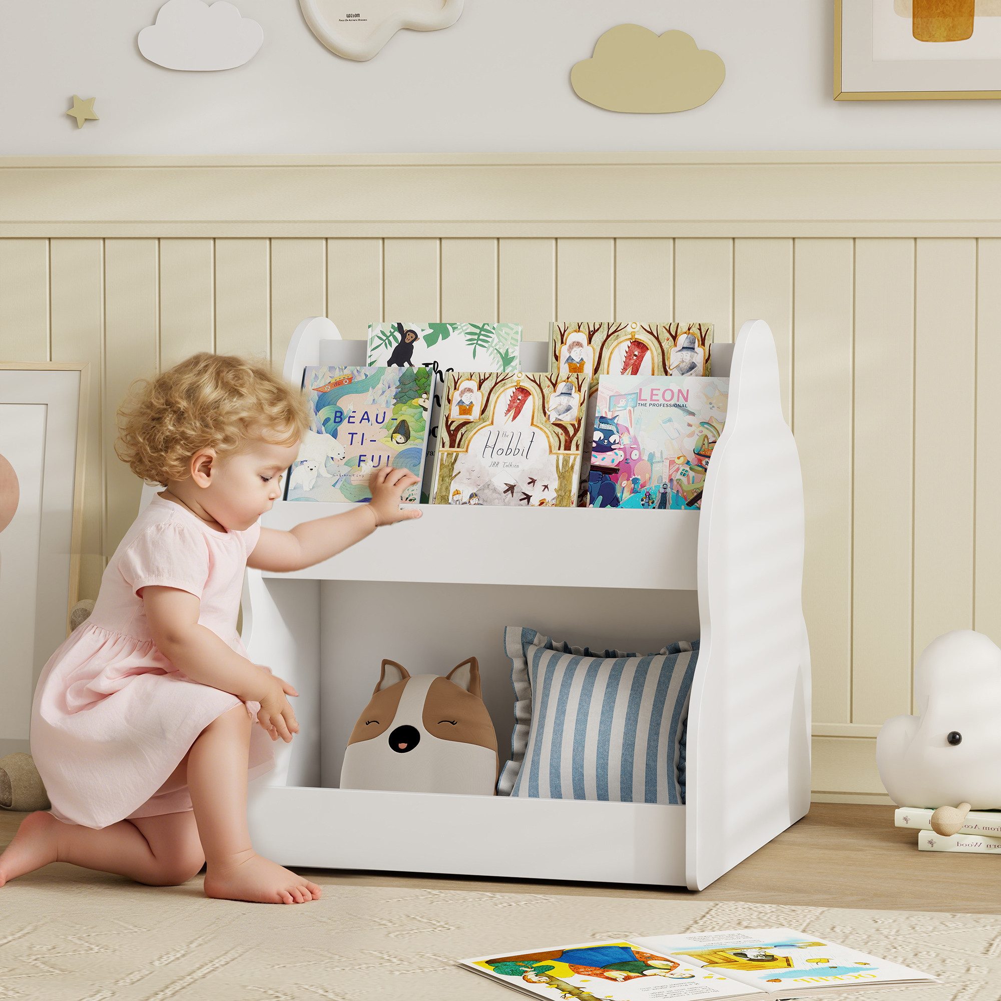 AIYAPLAY Spielzeugtruhe mit Rädern, 4 Regalen (Kinderregal, 1 St., 2-stöcki günstig online kaufen