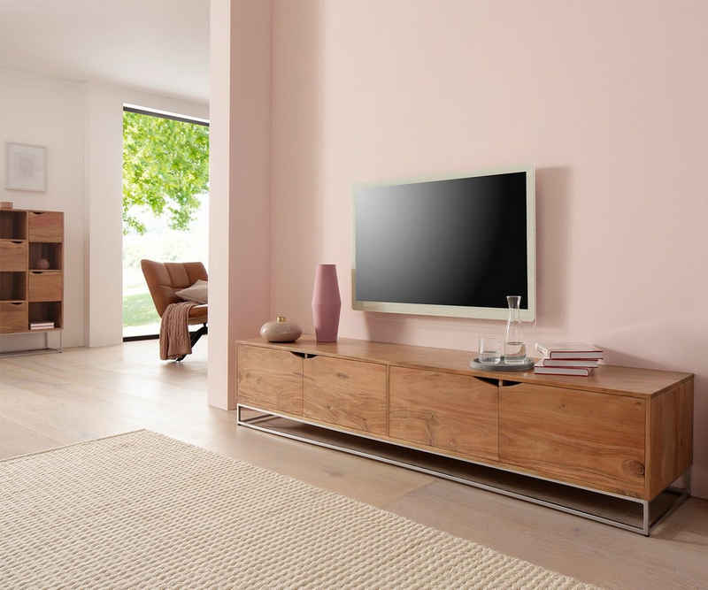 DELIFE TV-Board »Loca«, Akazie Natur 200x40x40 cm Massivholz