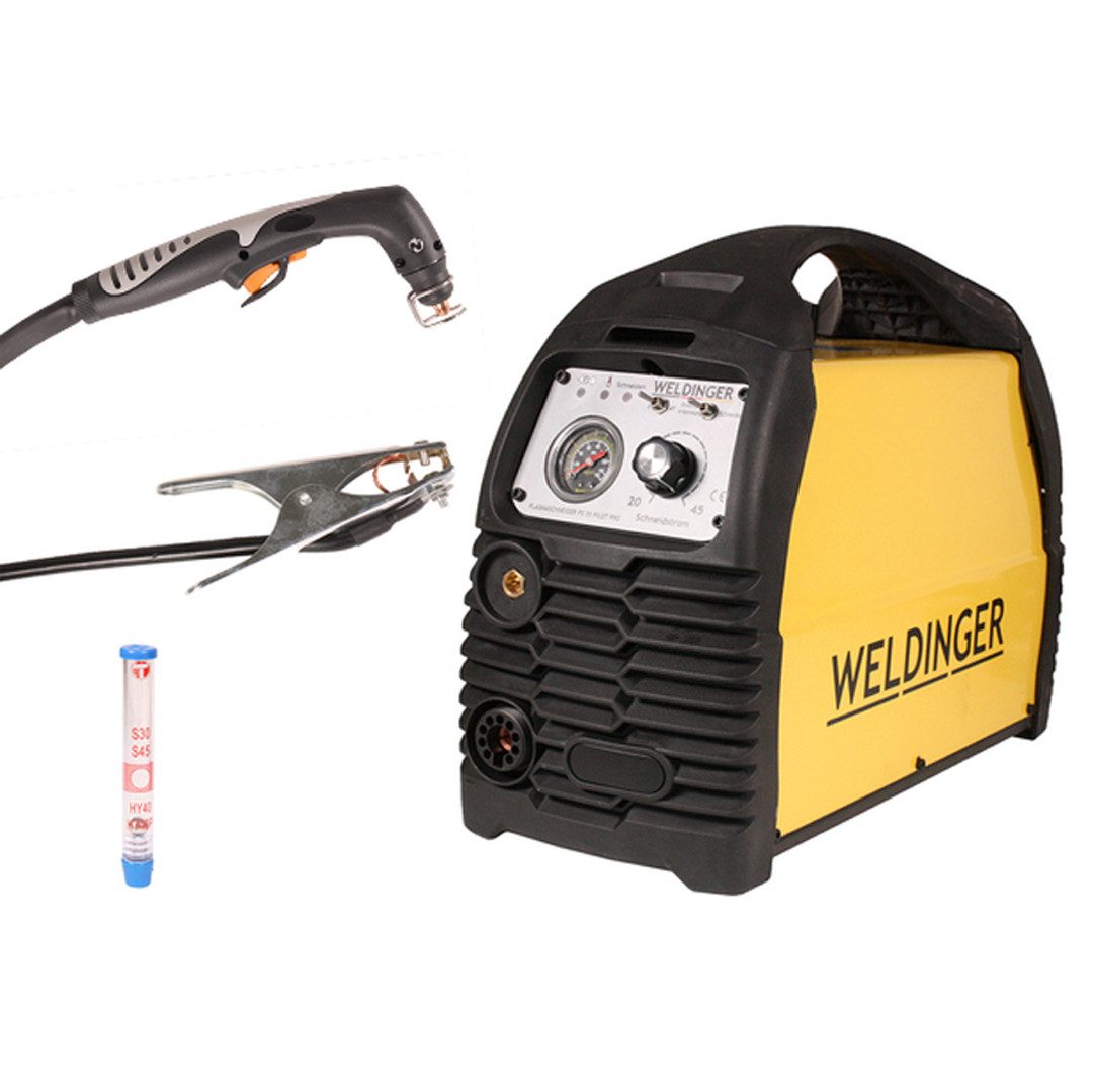 WELDINGER Plasmaschneidegerät Plasmaschneider PS 55 pilot pro Pilotlichtbogen Druckregler 20-45 A, 20 - 45 A, 5-tlg., integrierter Druckregler