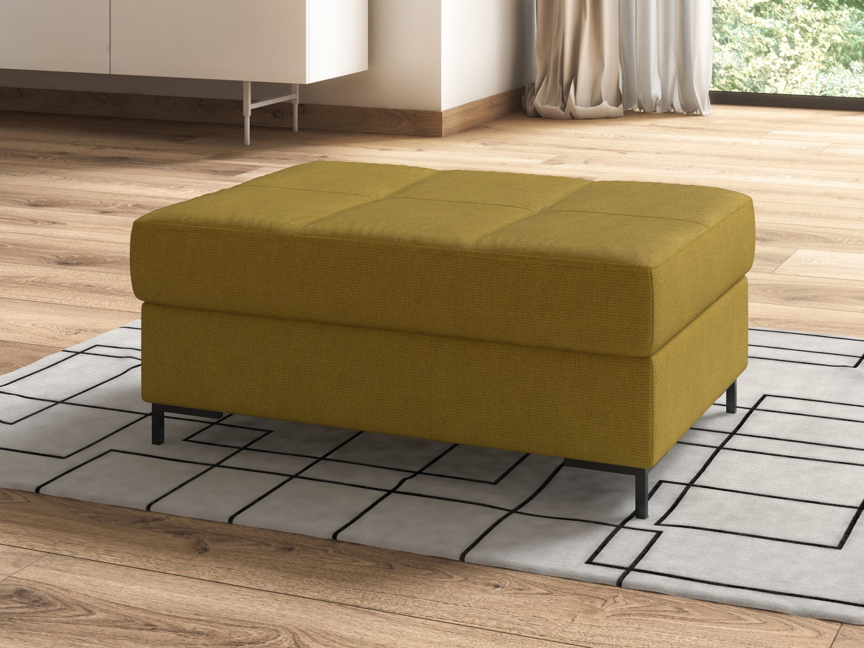 DOMO collection Polsterhocker Capelo bequem, Federkernunterfederung, B/T 100/70cm, inklusive Federkern