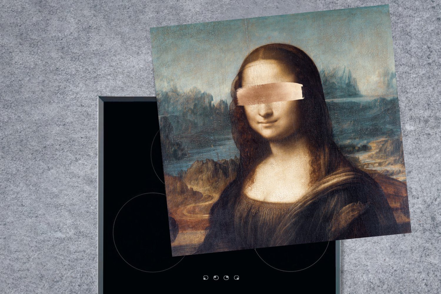 MuchoWow Herdblende-/Abdeckplatte - Vinci da für Leonardo Kunst, Arbeitsplatte - 78x78 Mona Lisa Ceranfeldabdeckung, cm, (1 küche Vinyl, tlg)
