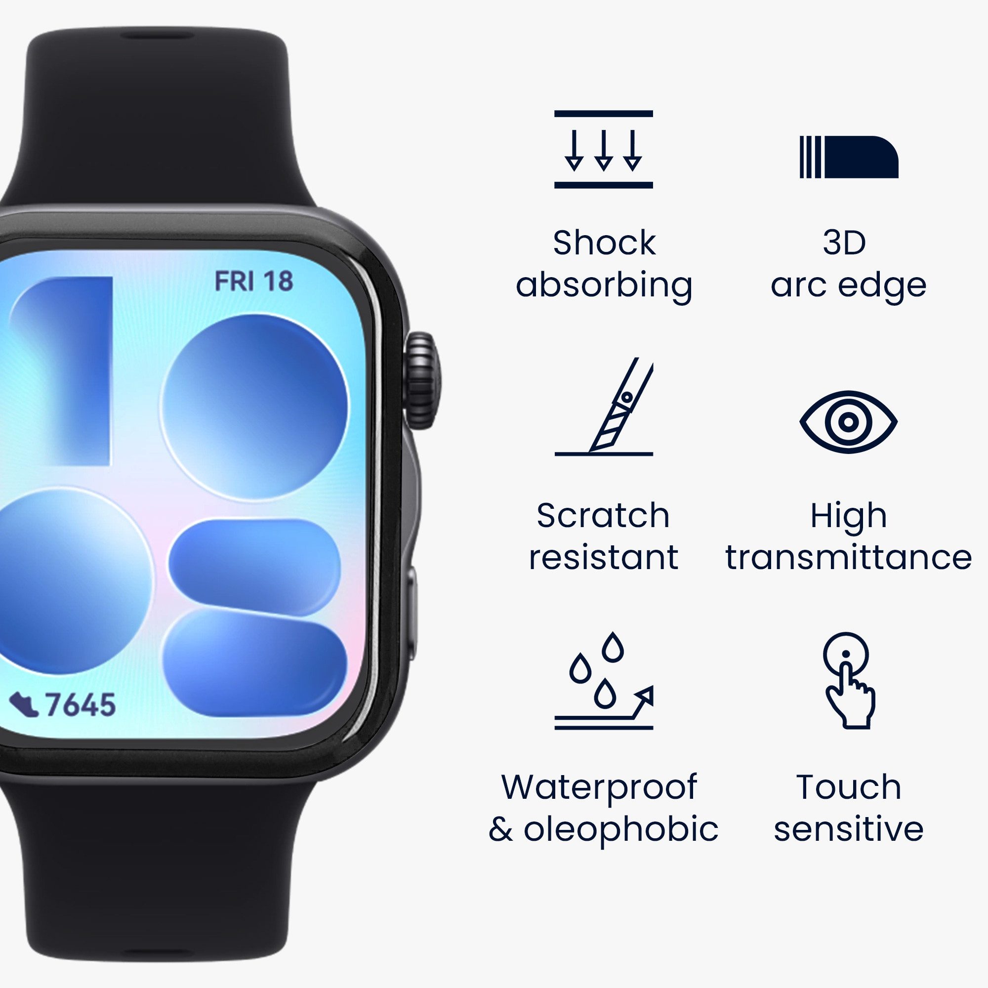 kwmobile 2x Displayschutzfolie für Huawei Watch FIT 5 Smartwatch, 2-tlg., Schutzfolie für Fitness Tracker - robuster Displayschutz - transparent