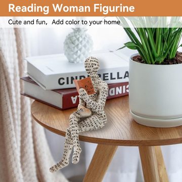 HYTIREBY Skulptur Lesende Frau, Figur Deko Für Regal, Kleine Lesende Frauen Geformte (1 St), Die Zellstoff Formt, Büro, Studie, Bücherregal-Ornamente