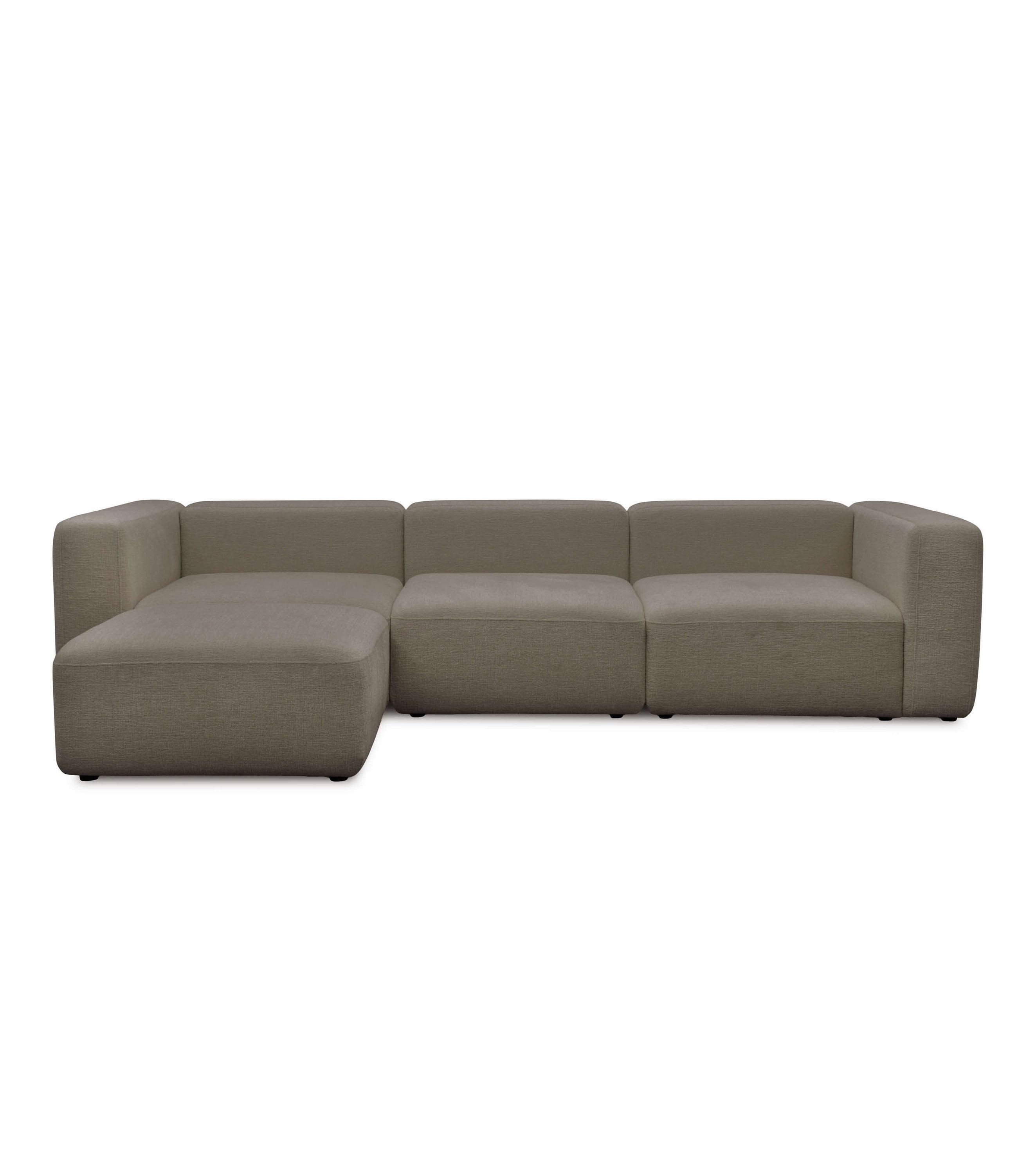 mokebo Ecksofa 4-Sitzer Sofa mit Hocker 'Cubo', in Braun Chenille, 4-Sitzer Sofa inkl. Hocker, modular erweiterbar, kein Aufbau