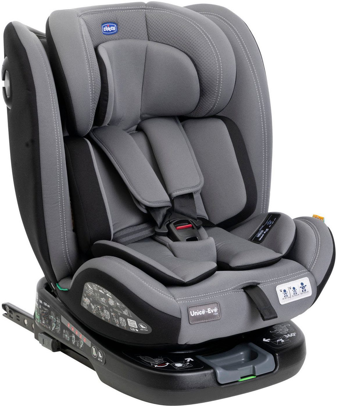 Chicco Autokindersitz Unico Evo i-Size, Grey Black, ab: 40 cm, bis: 150 cm, ISOFIX-Befestigung