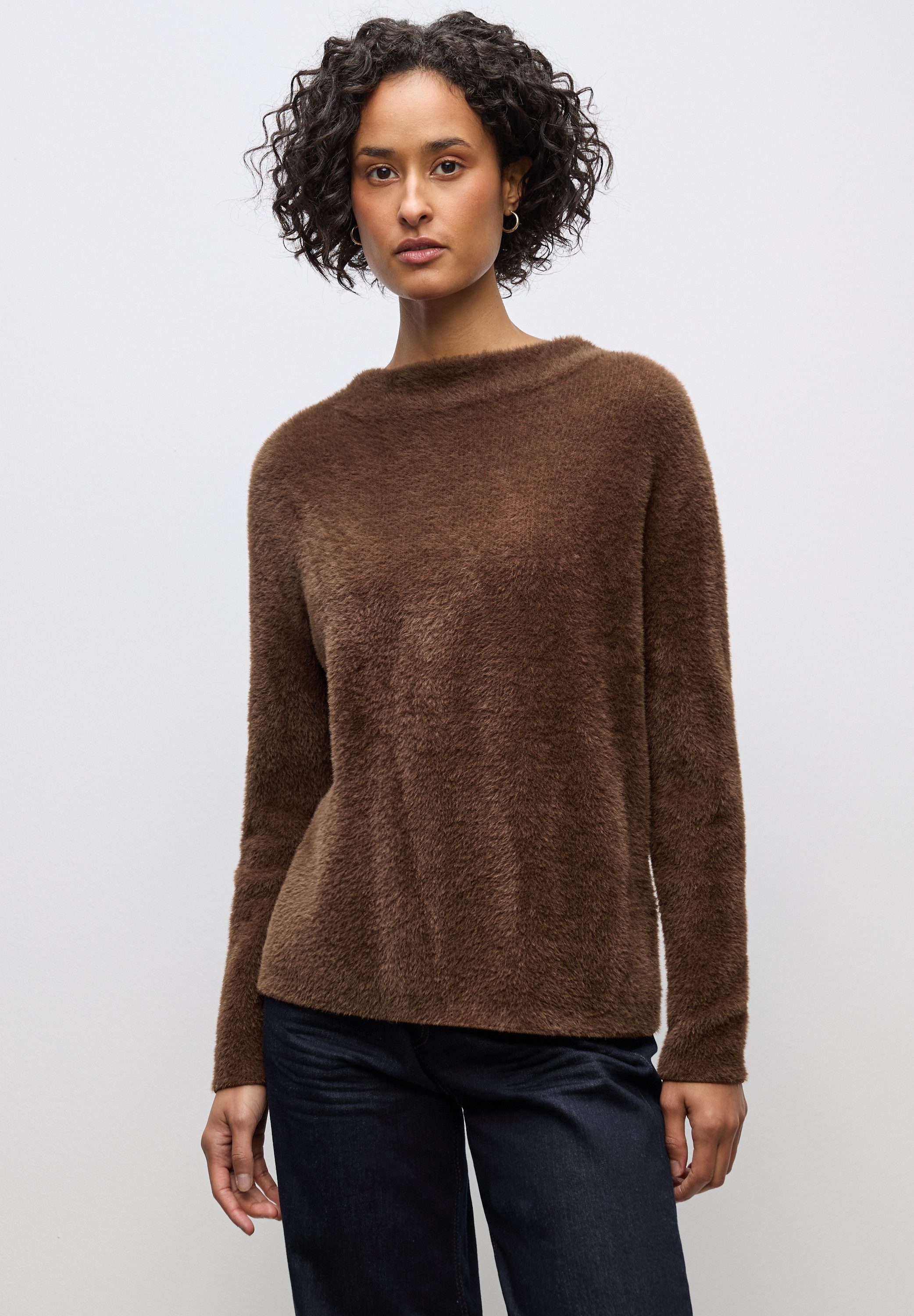 STREET ONE Stehkragenpullover aus softem Materialmix günstig online kaufen