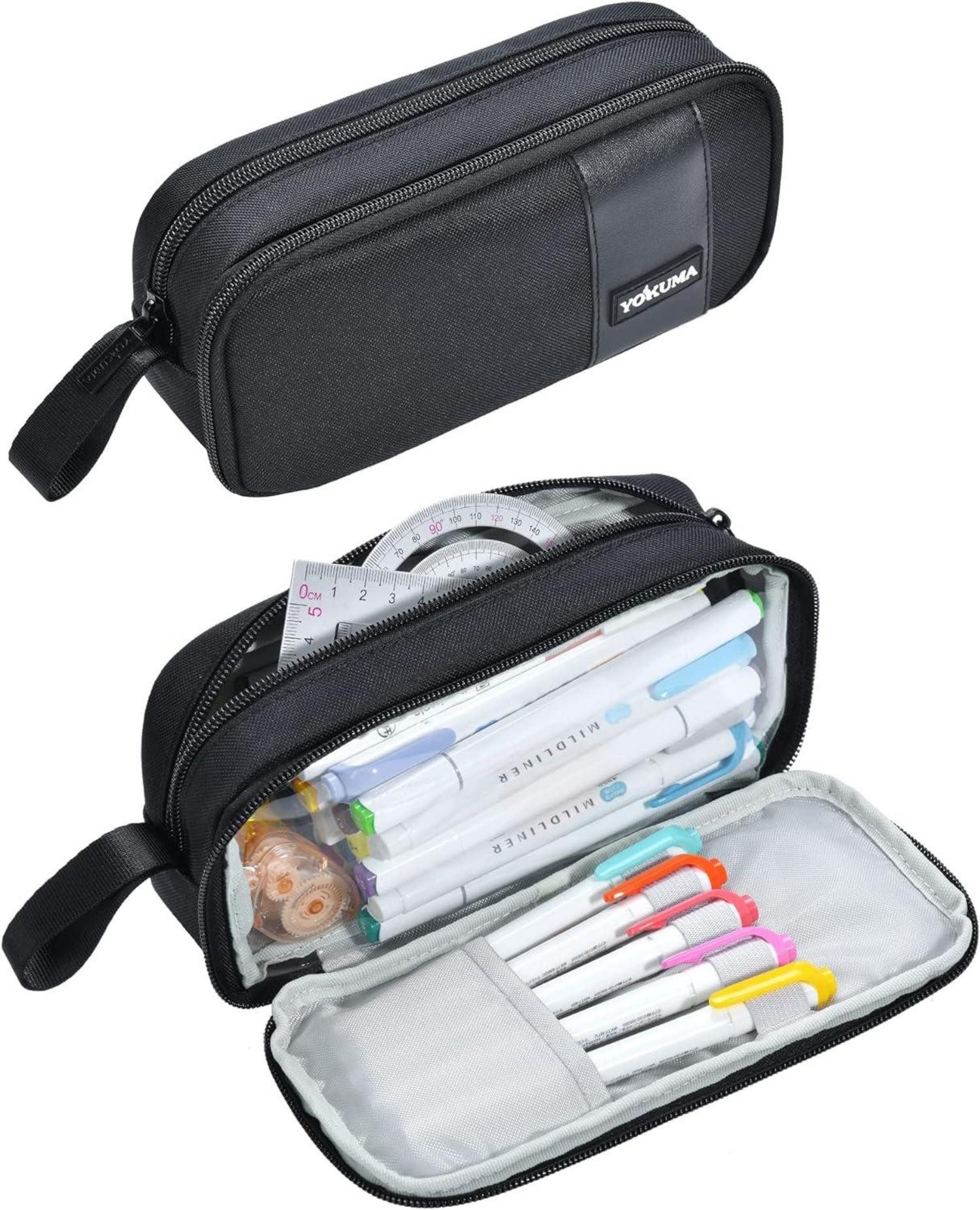 Organisationsmappe Federmäppchen Transparent Groß Kapazität Schwarz-Clear